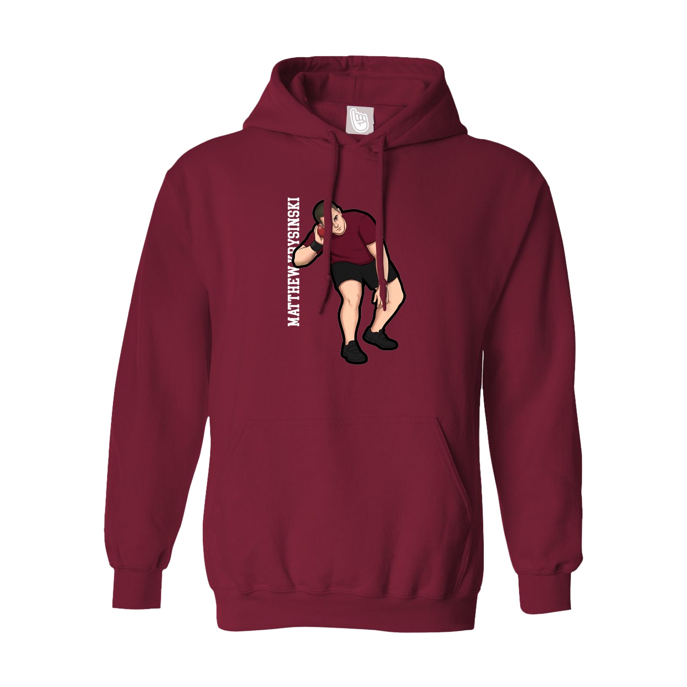 Hoodie — Name Vertical in Cardinal
