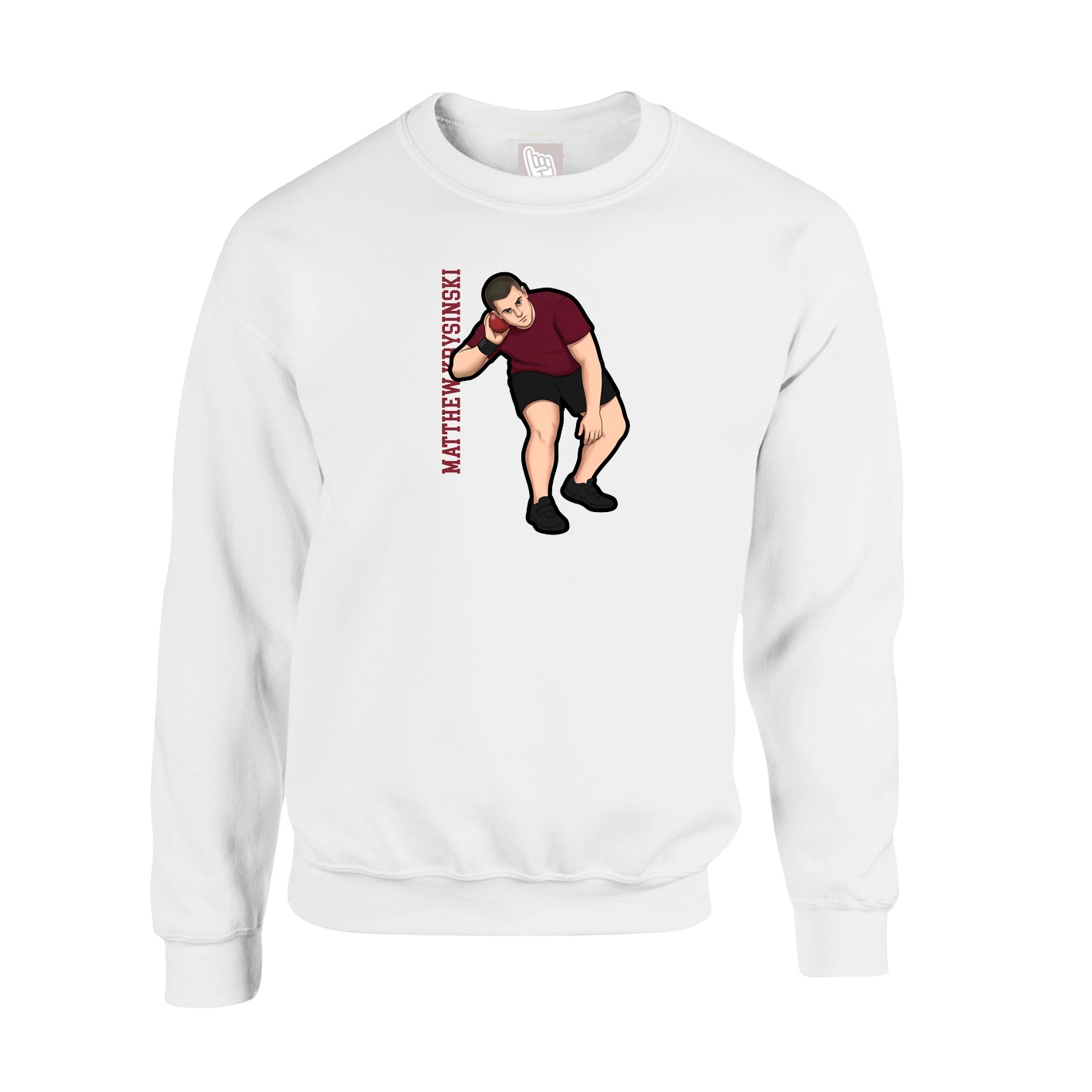 Fleece Crew — Name Vertical in White