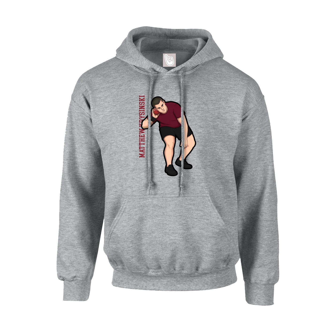 Youth Hoodie — Name Vertical in Grey
