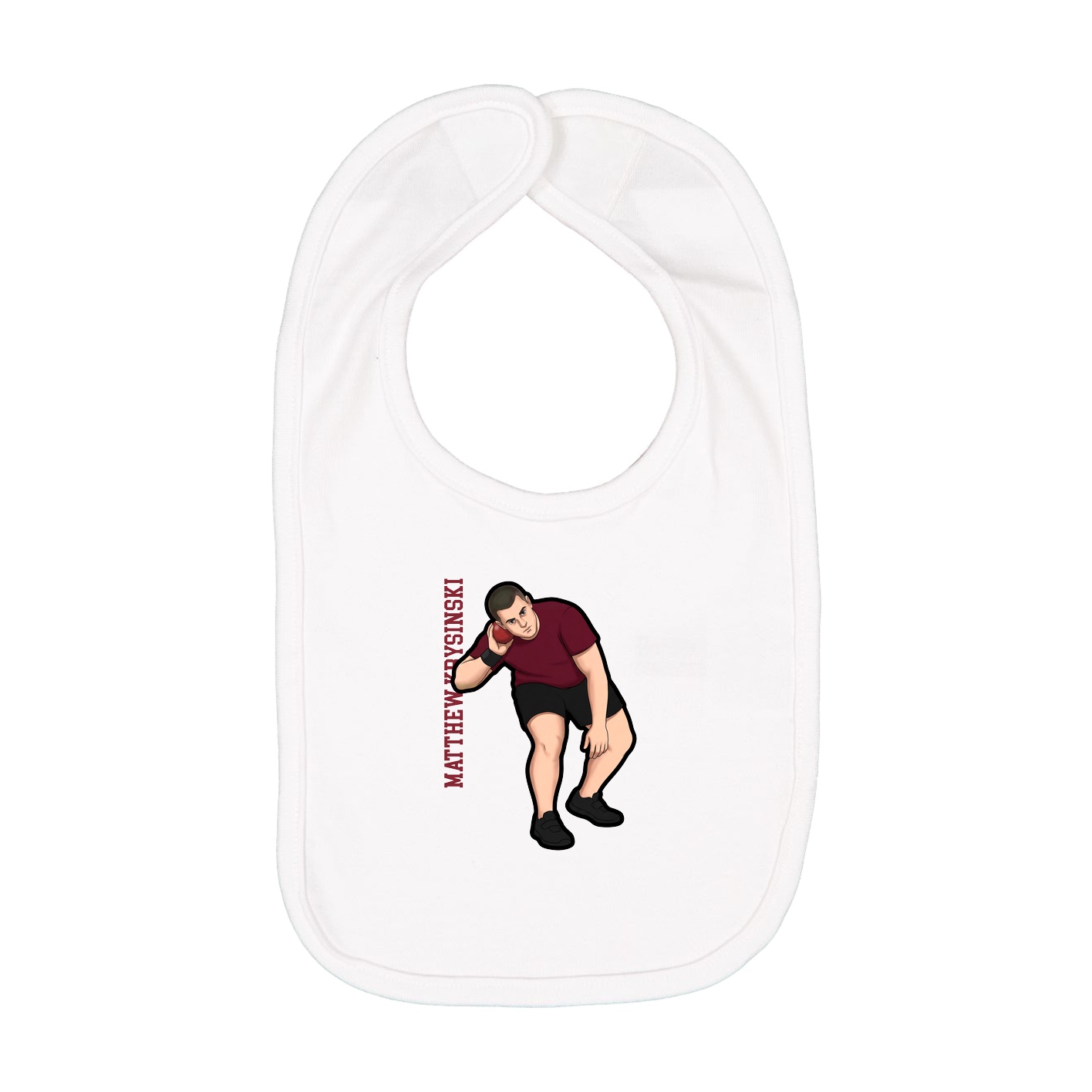 Infant Bib — Name Vertical in White