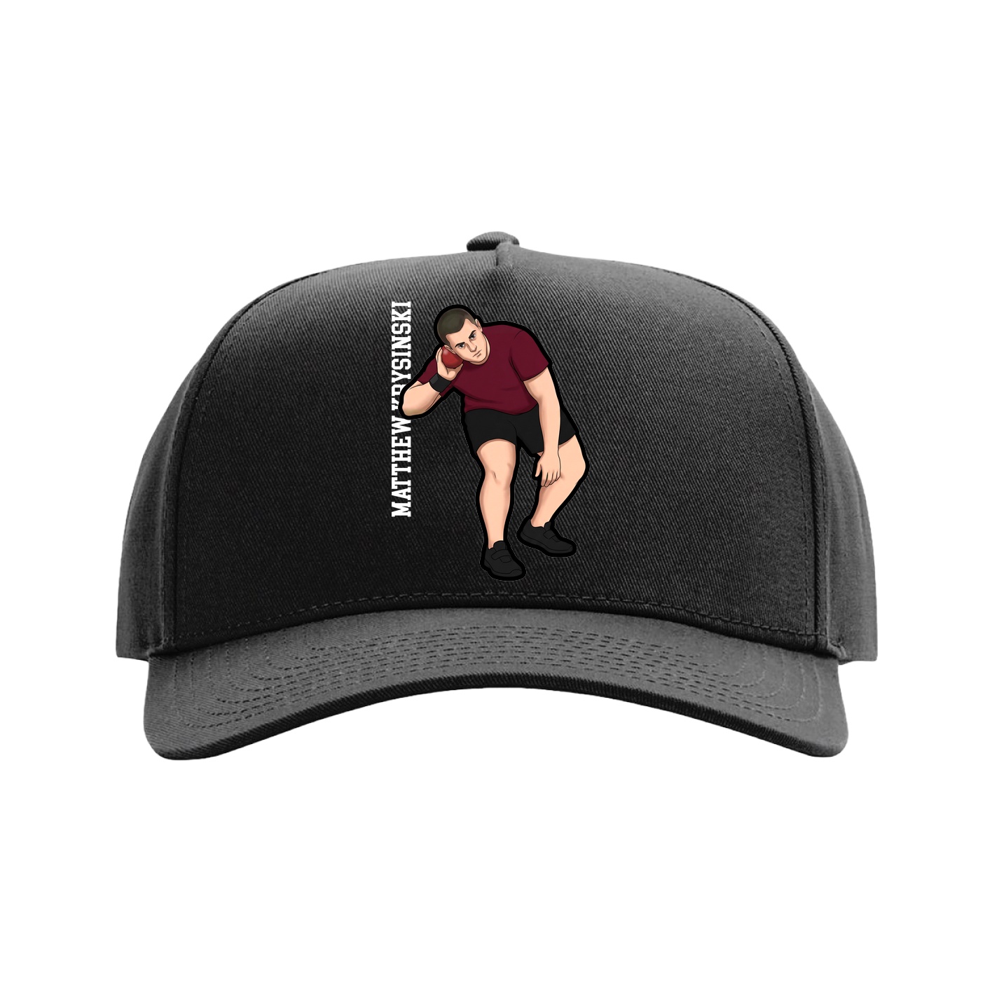 Full Fabric Five-Panel Champ Cap — Name Vertical in Black