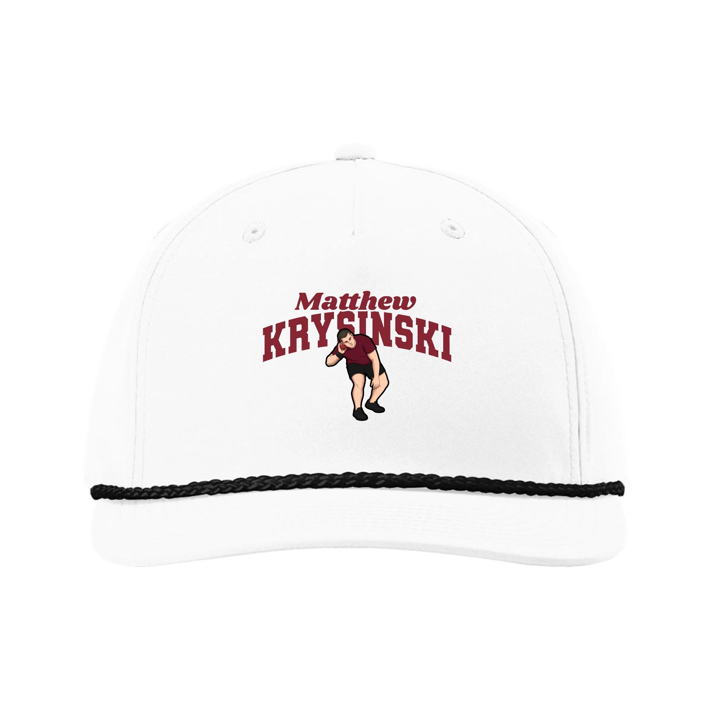 Five-Panel Classic Rope Cap — Signature Arch in White