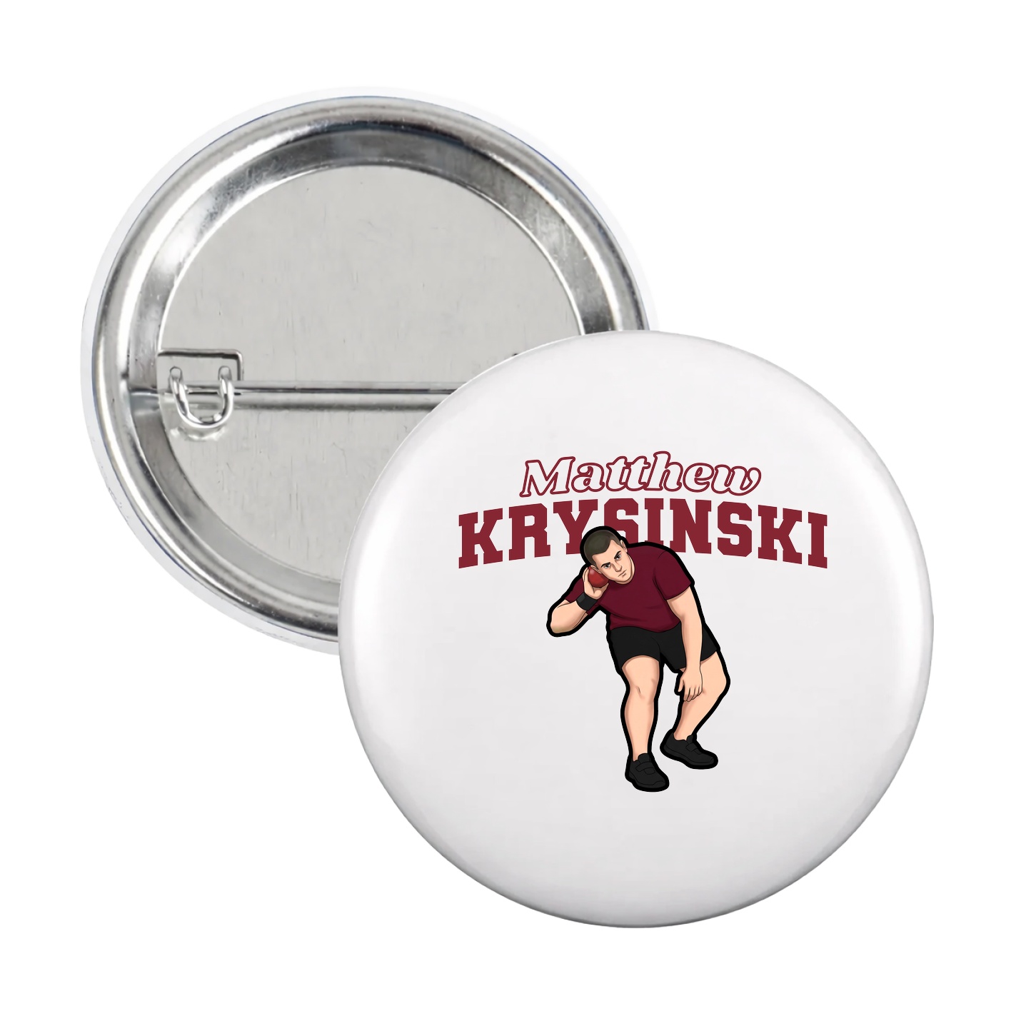 Game Day Button — Name Arch in White