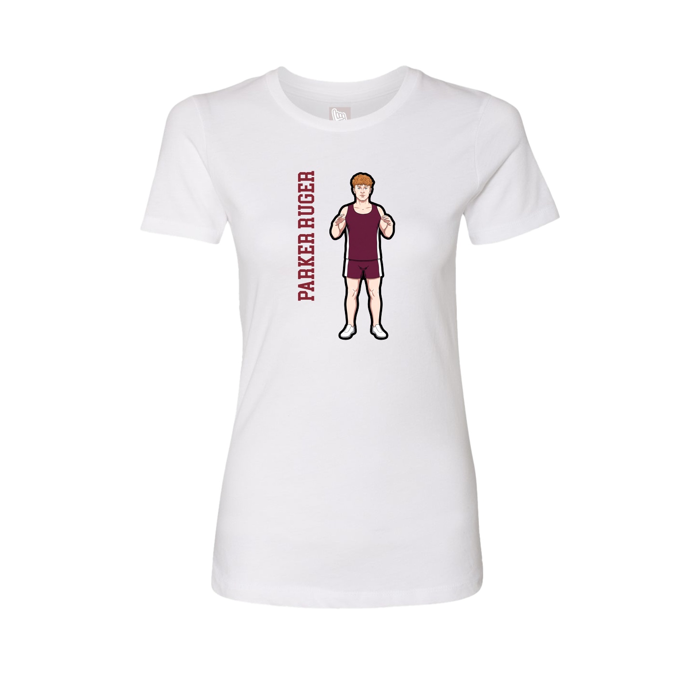 Fitted Women's Tee — Name Vertical in White