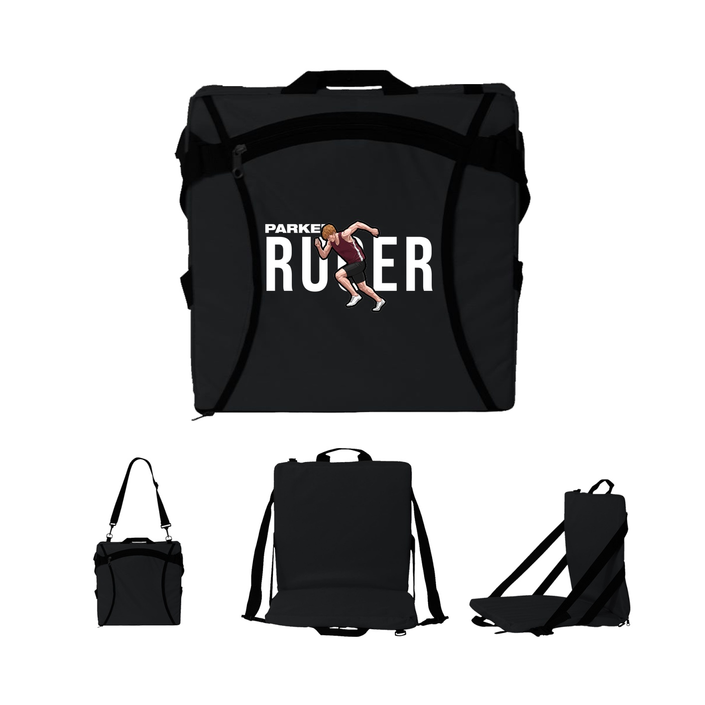 Folding Stadium Seat — Player Name in Black