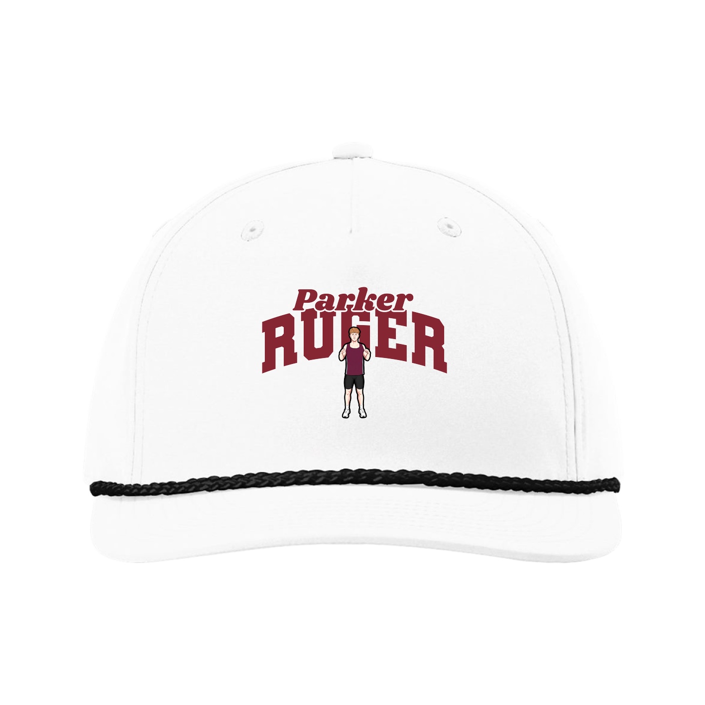 Five-Panel Classic Rope Cap — Signature Arch in White