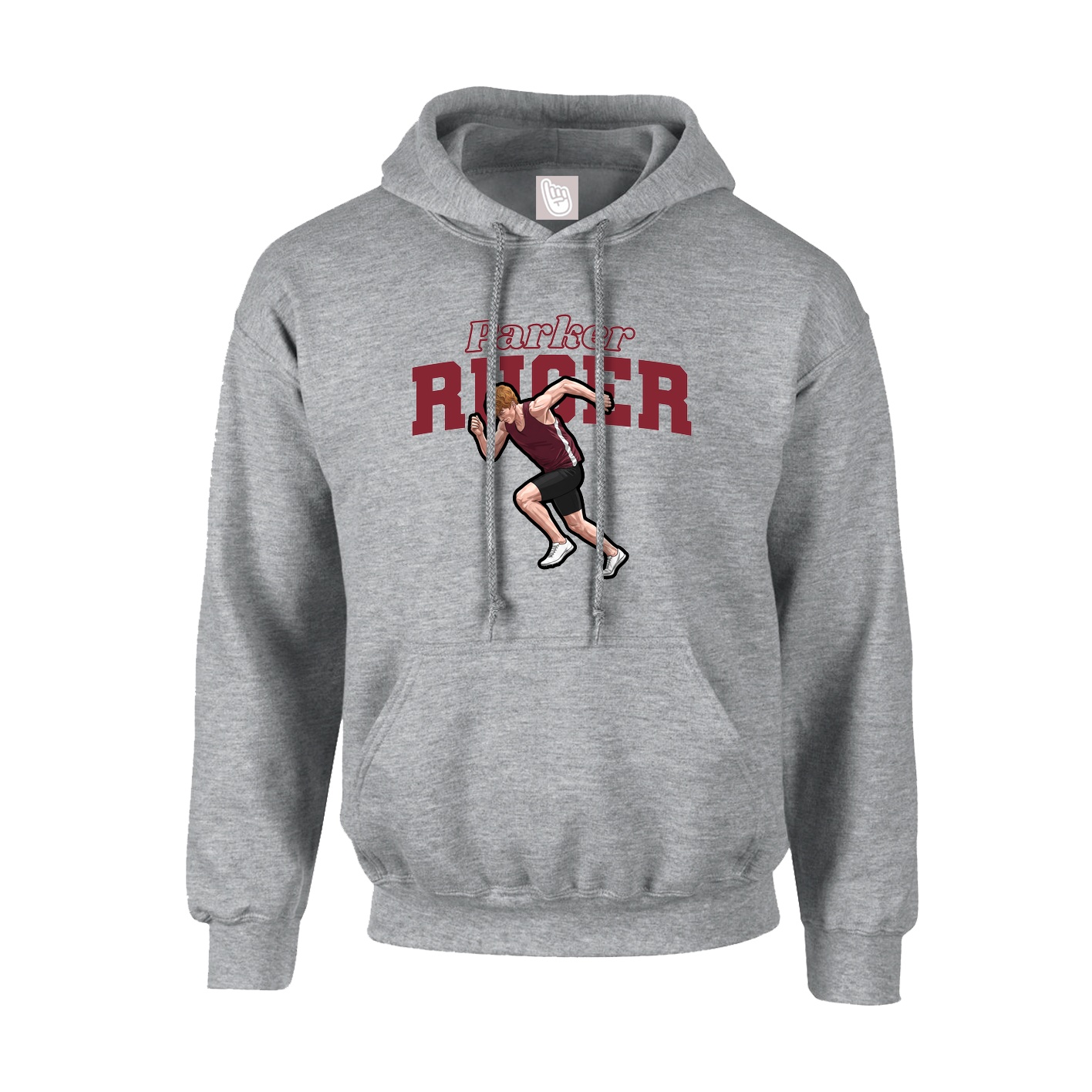 Youth Hoodie — Name Arch in Grey