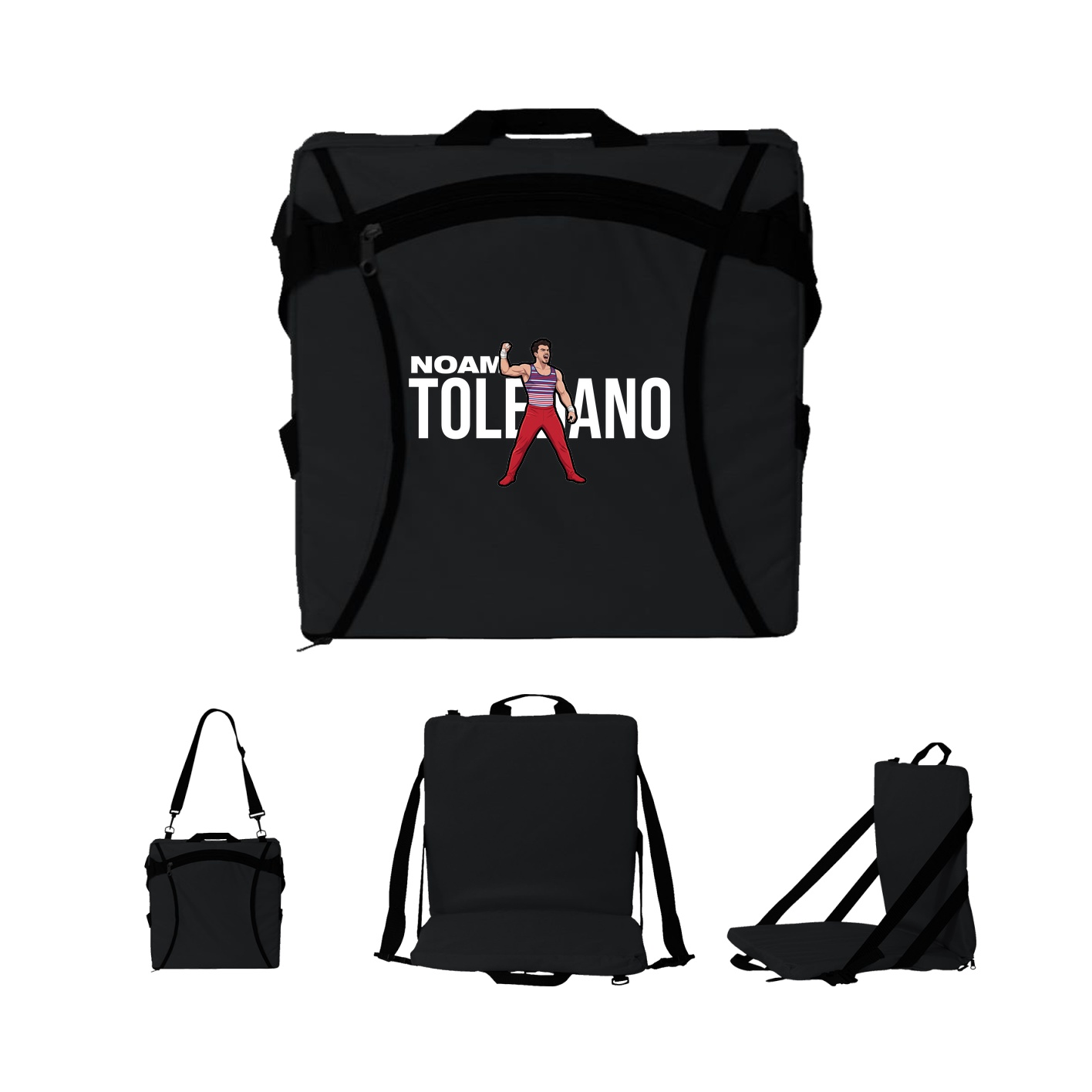 Folding Stadium Seat — Player Name in Black