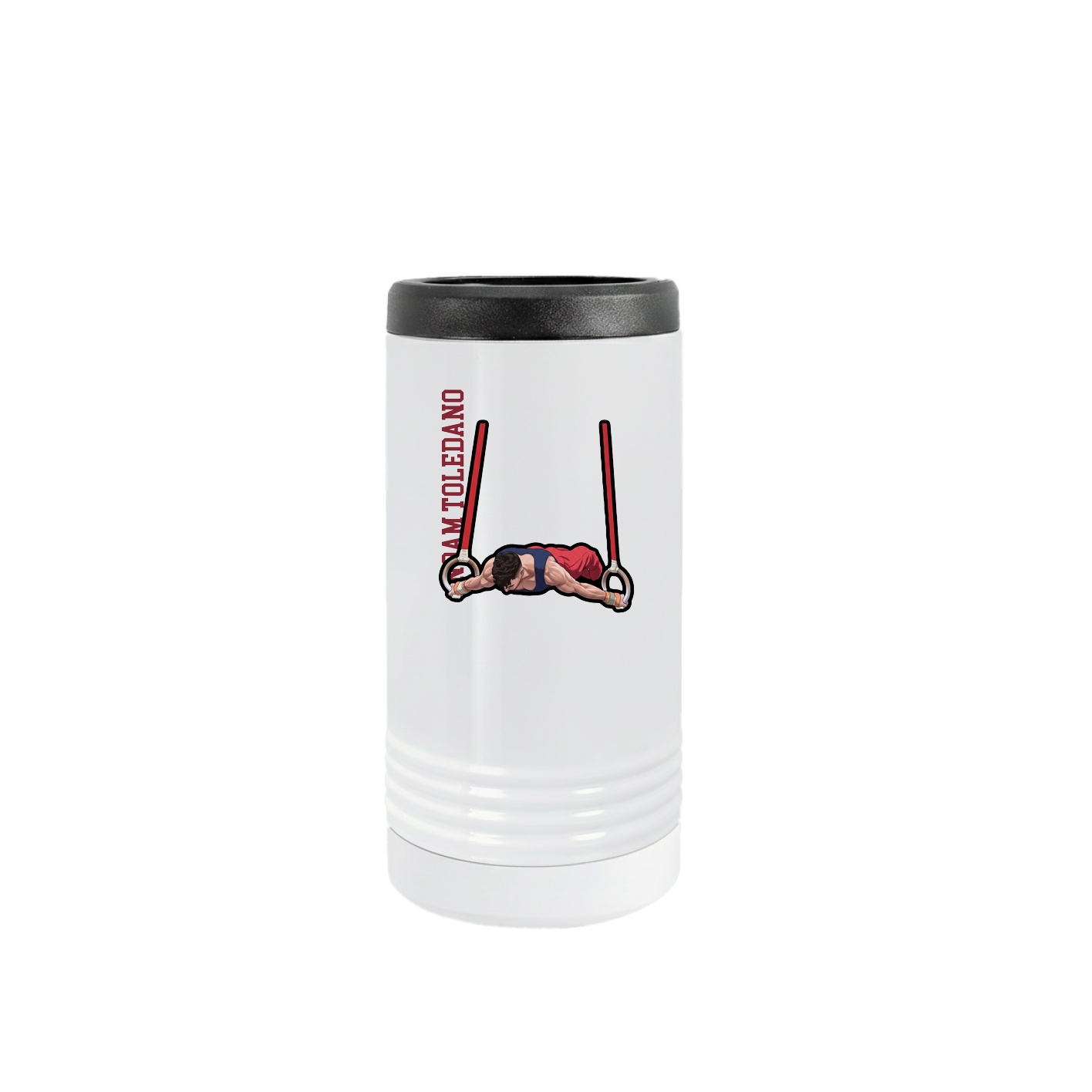 Slim Beverage Holder — Name Vertical in White