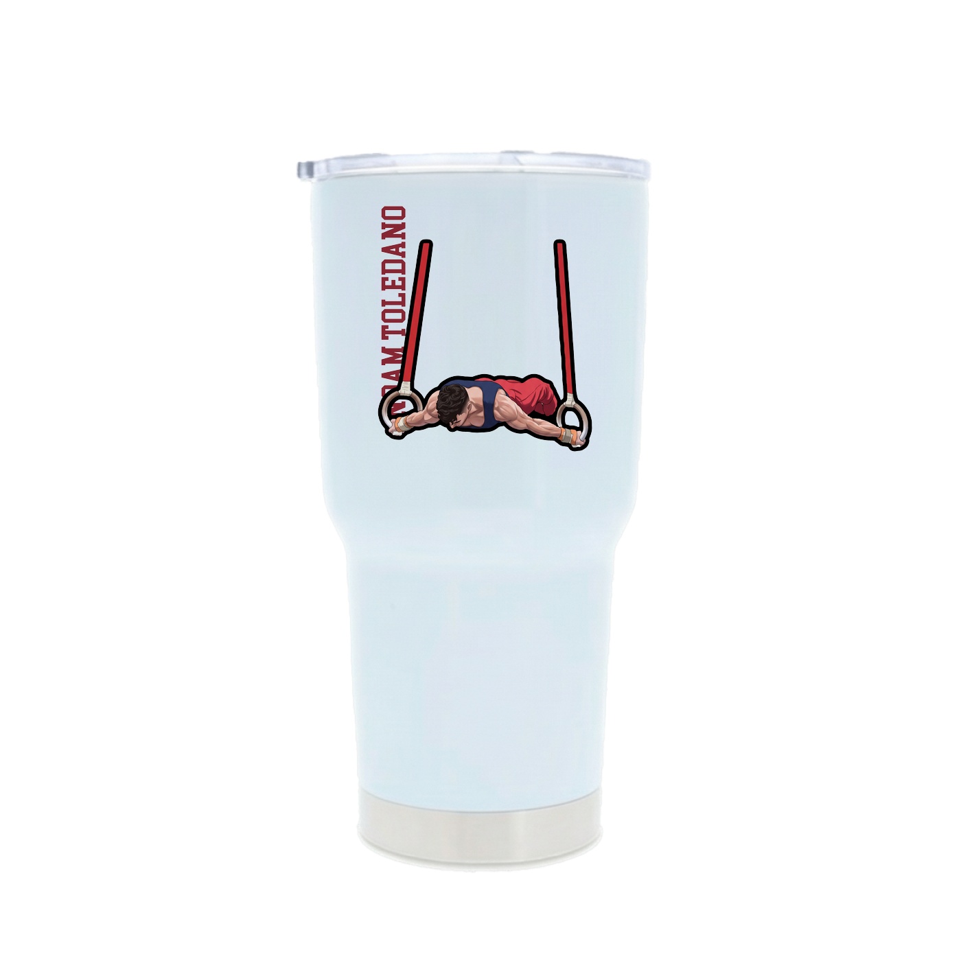 30oz Stainless Steel Tumbler — Name Vertical in White