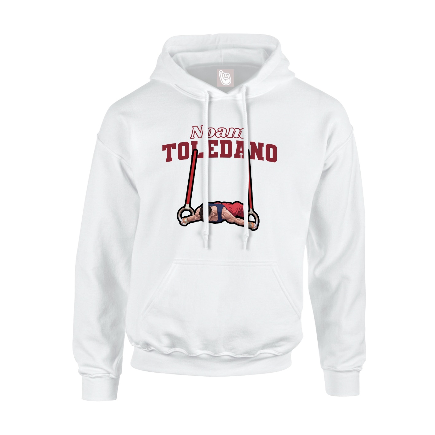 Youth Hoodie — Name Arch in White