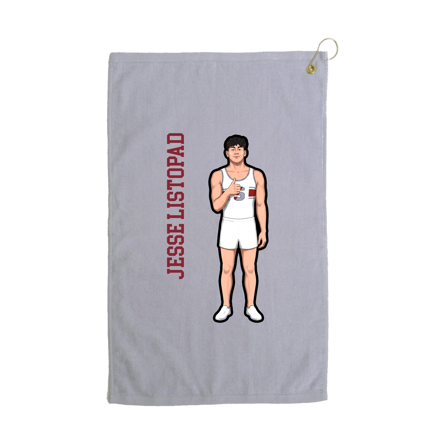 Golf Towel — Name Vertical in Grey