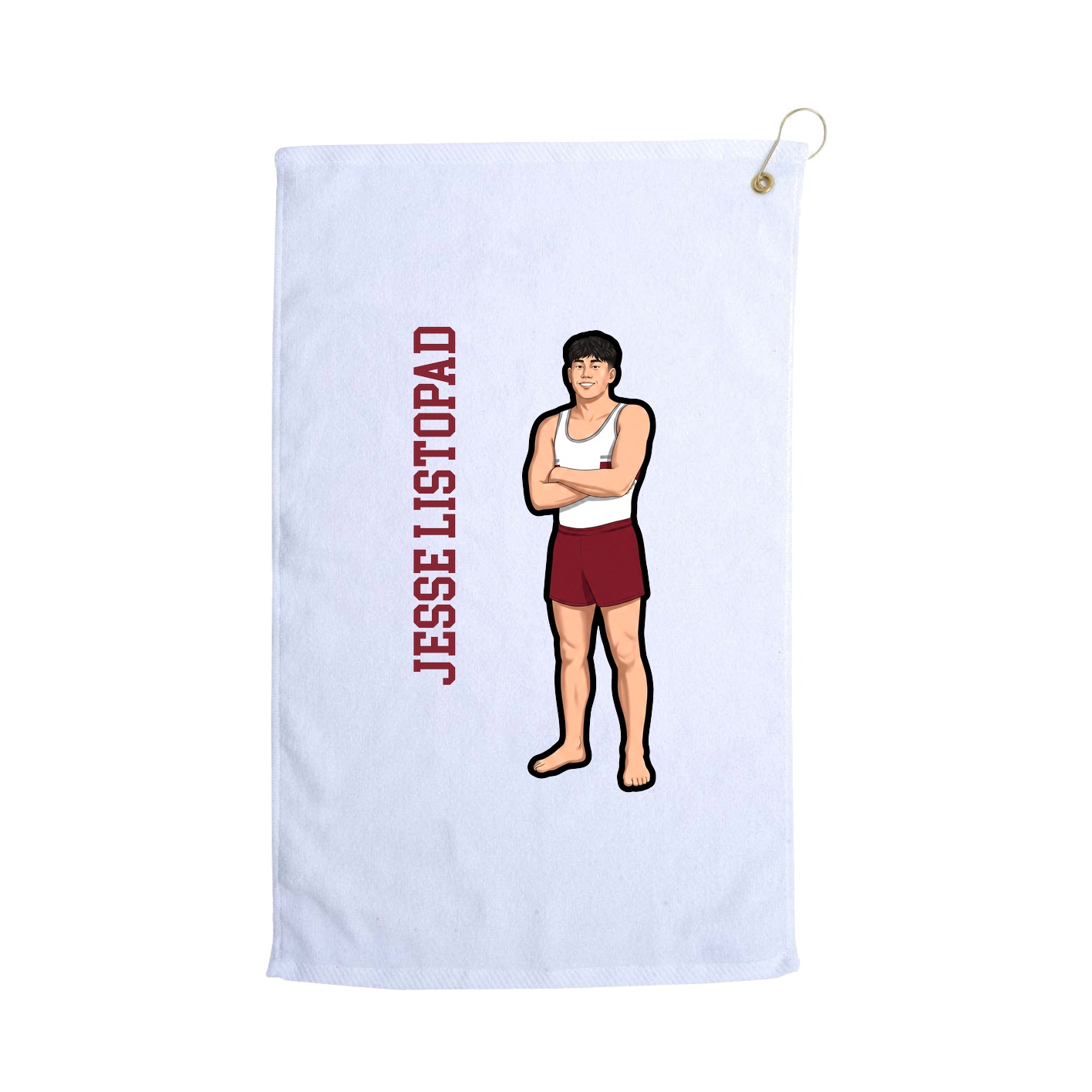 Golf Towel — Name Vertical in White