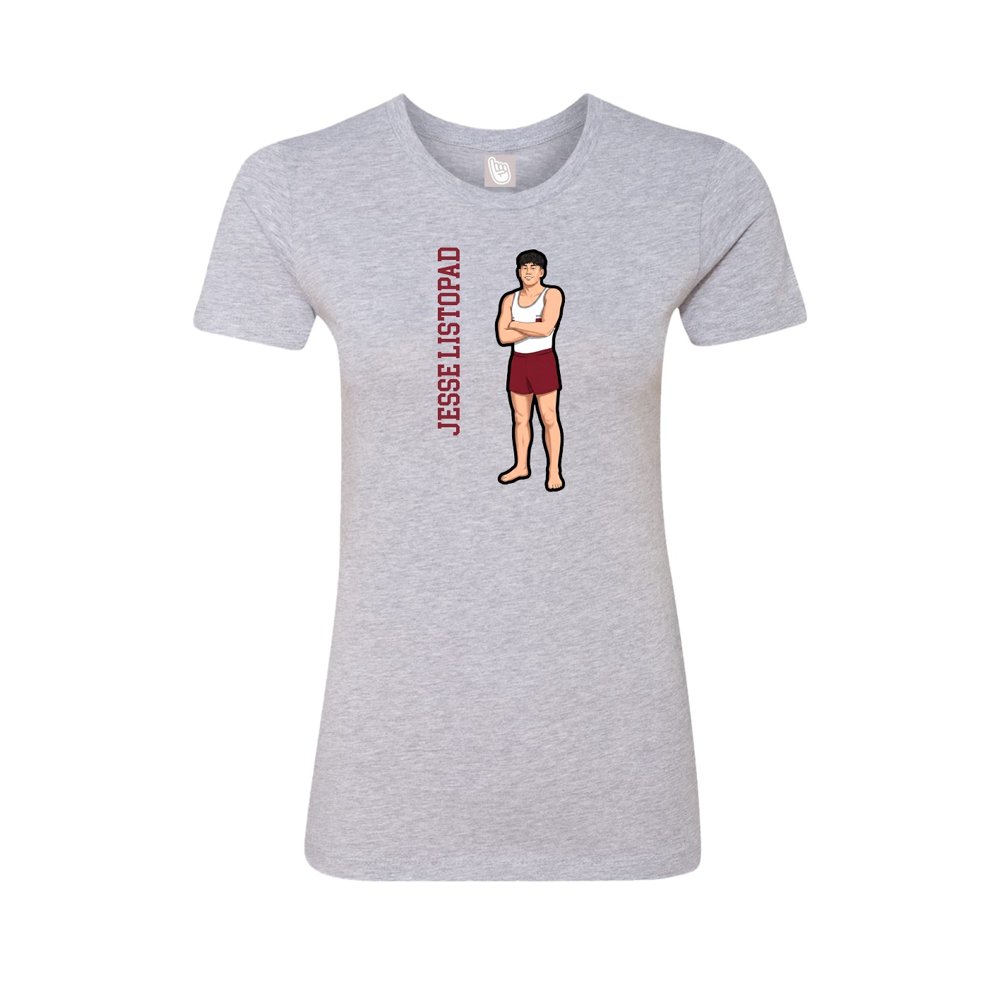 Fitted Women's Tee — Name Vertical in Grey
