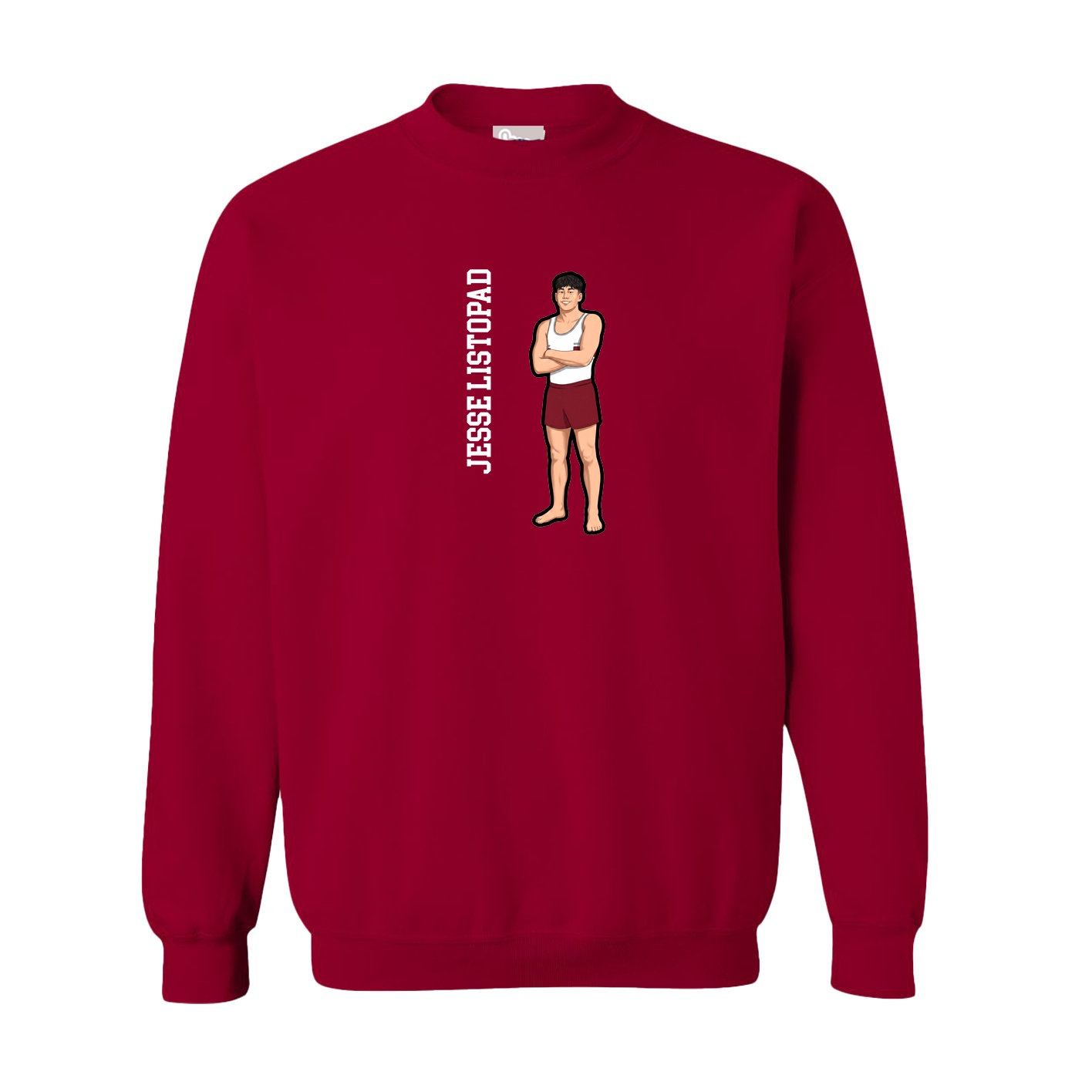 Fleece Crew — Name Vertical in Cardinal