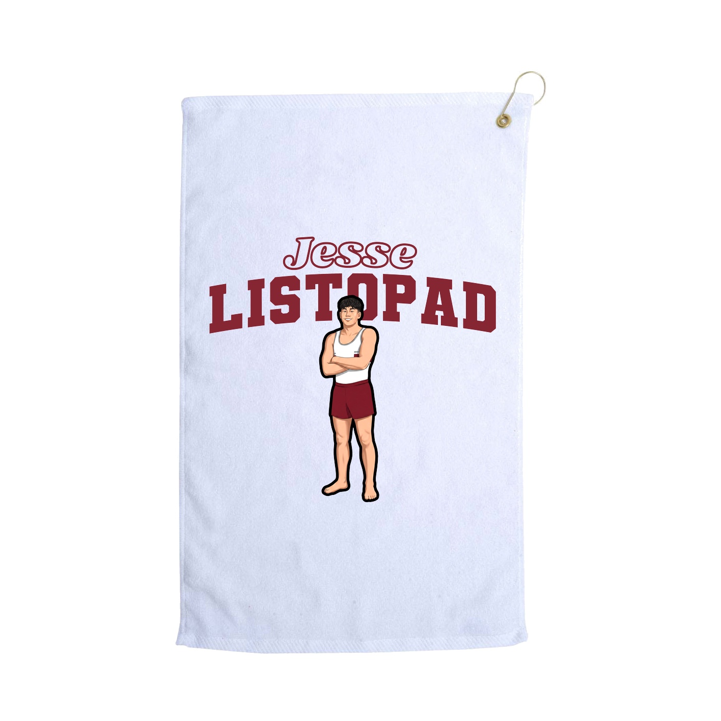 Golf Towel — Name Arch in White