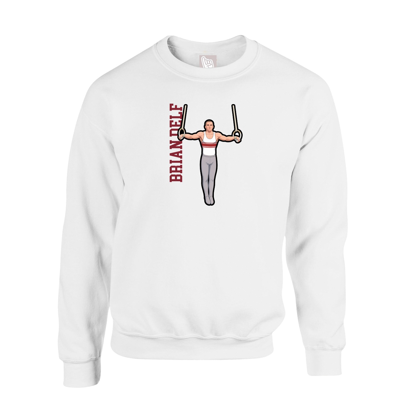 Fleece Crew — Name Vertical in White