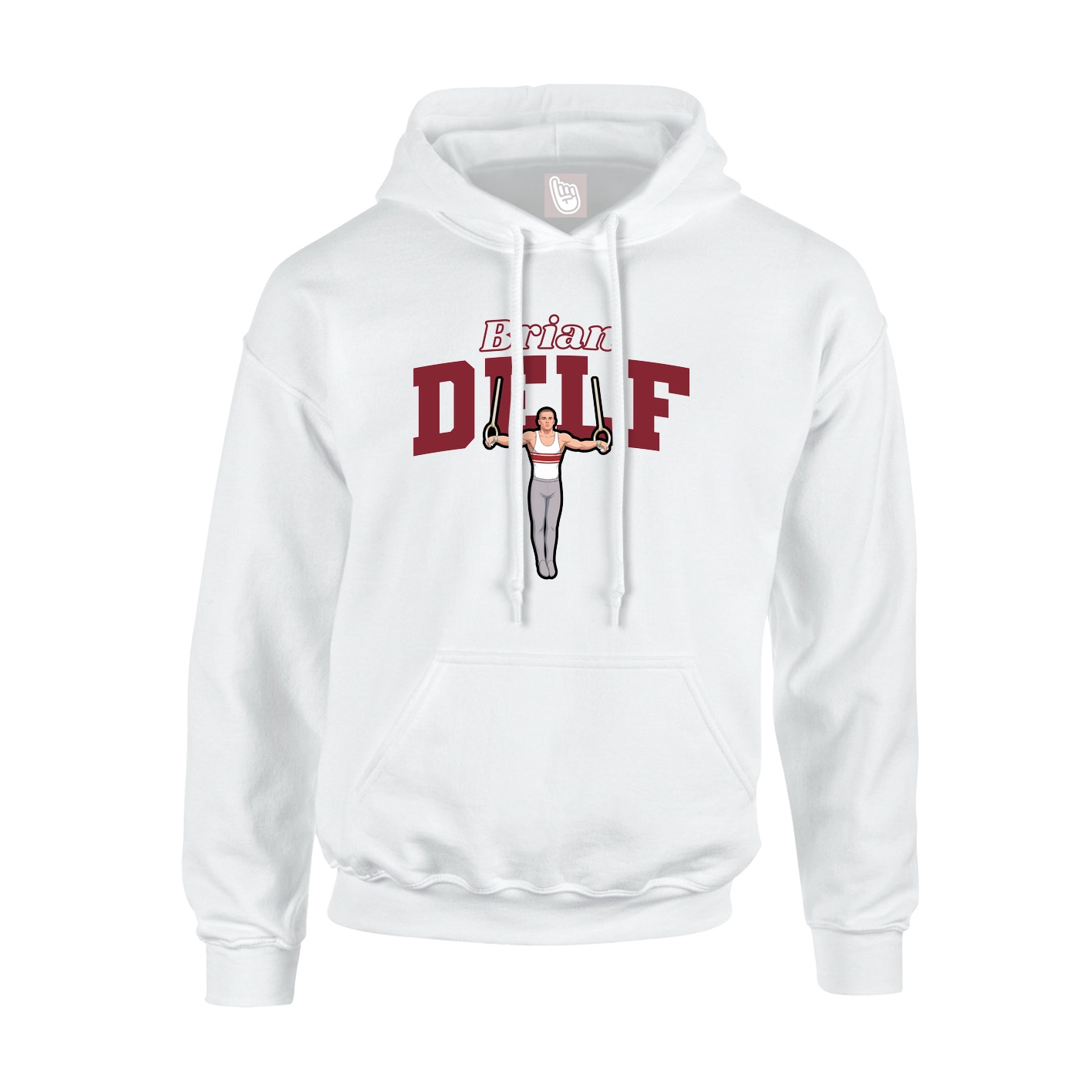 Youth Hoodie — Name Arch in White