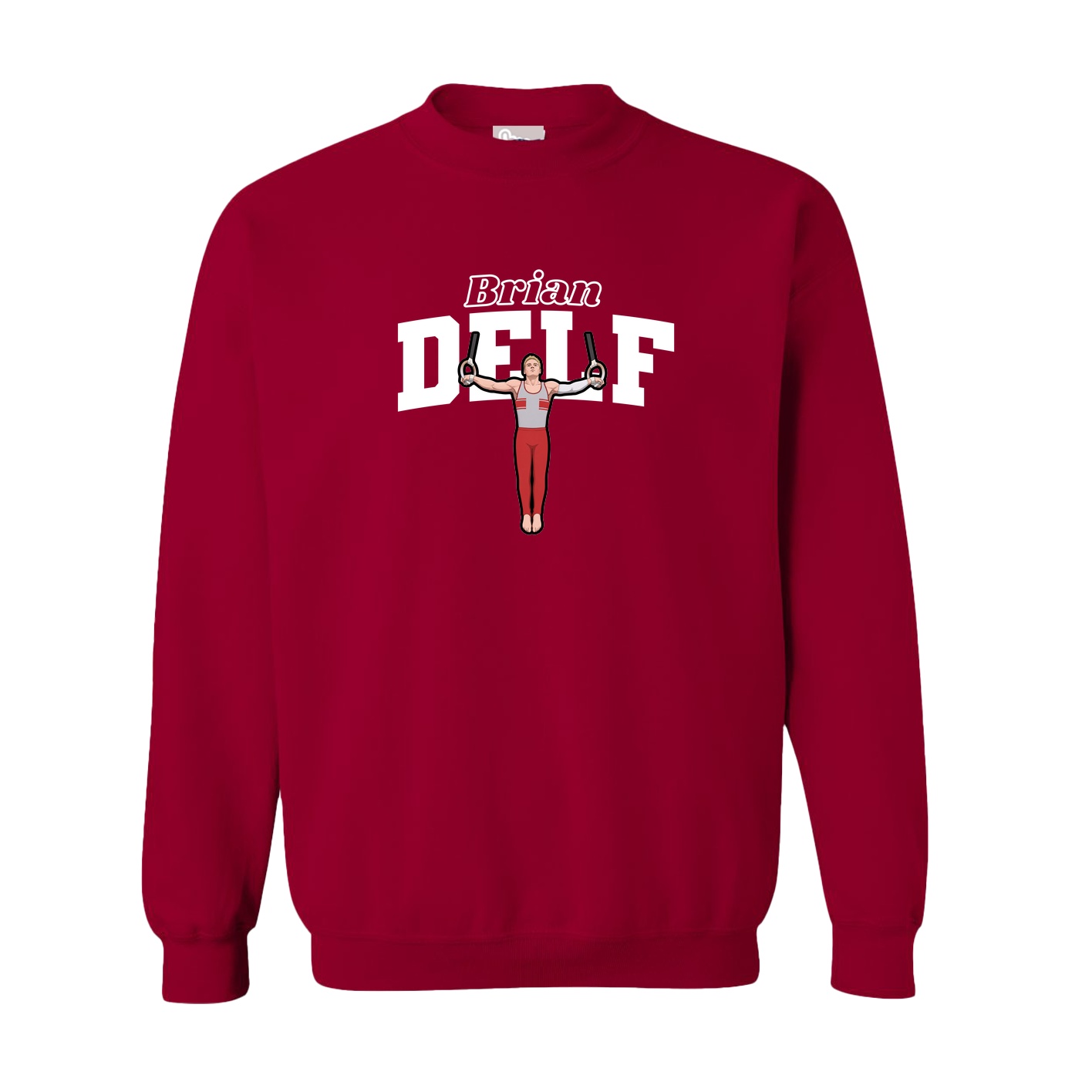 Fleece Crew — Name Arch in Cardinal