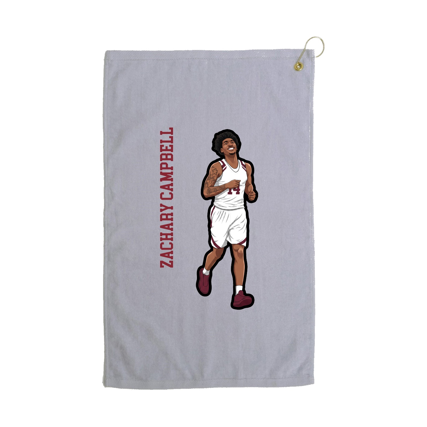 Golf Towel — Name Vertical in Grey