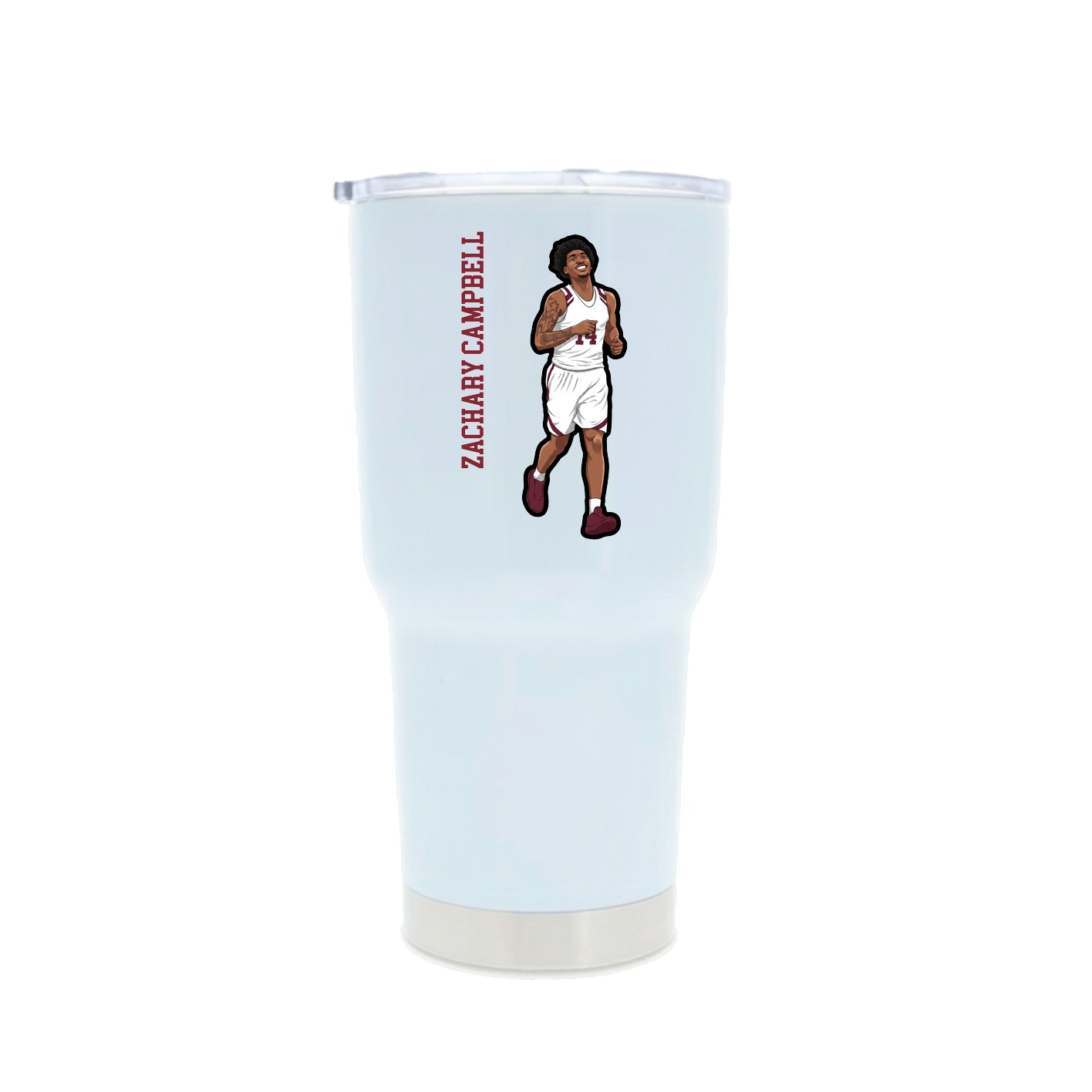 30oz Stainless Steel Tumbler — Name Vertical in White