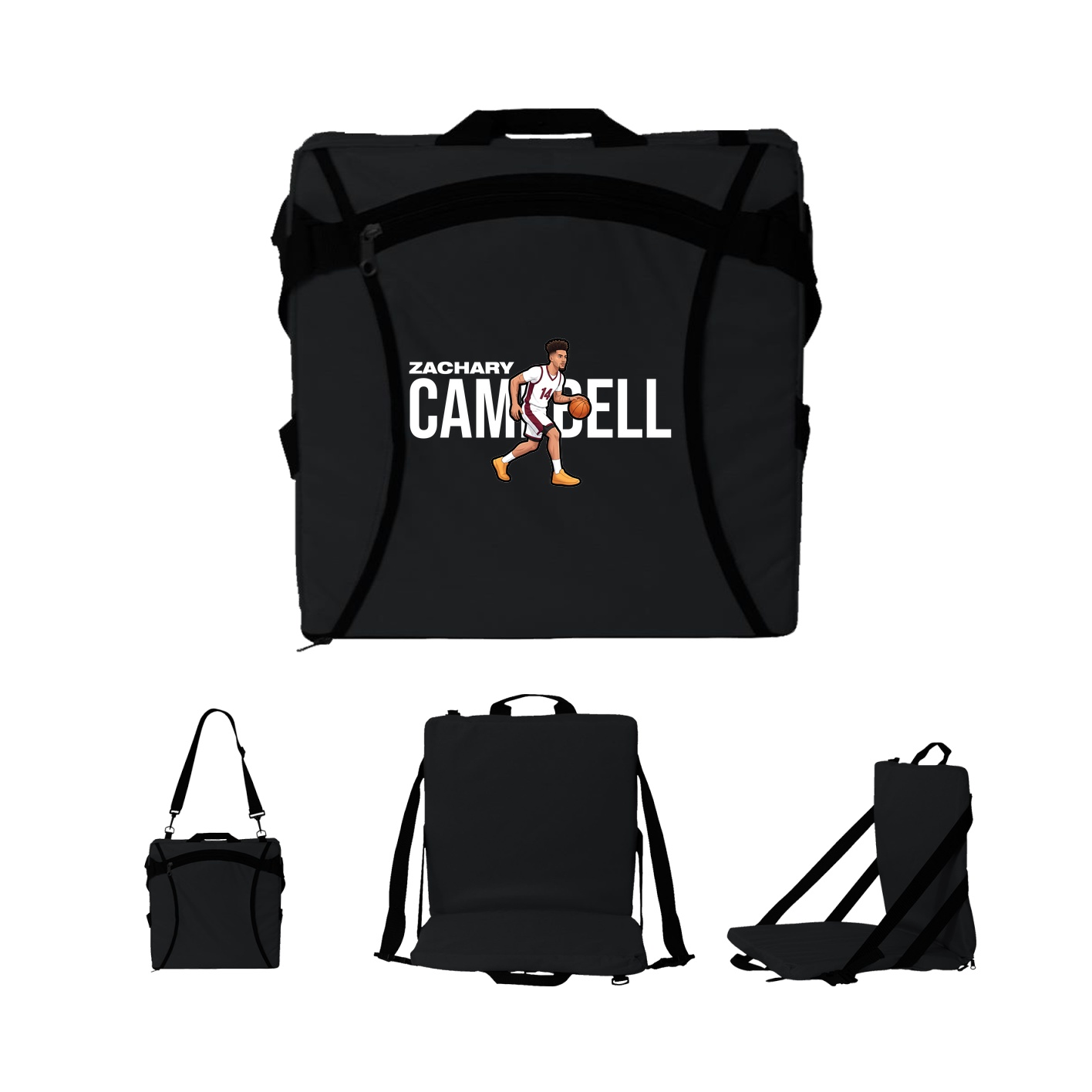 Folding Stadium Seat — Player Name in Black
