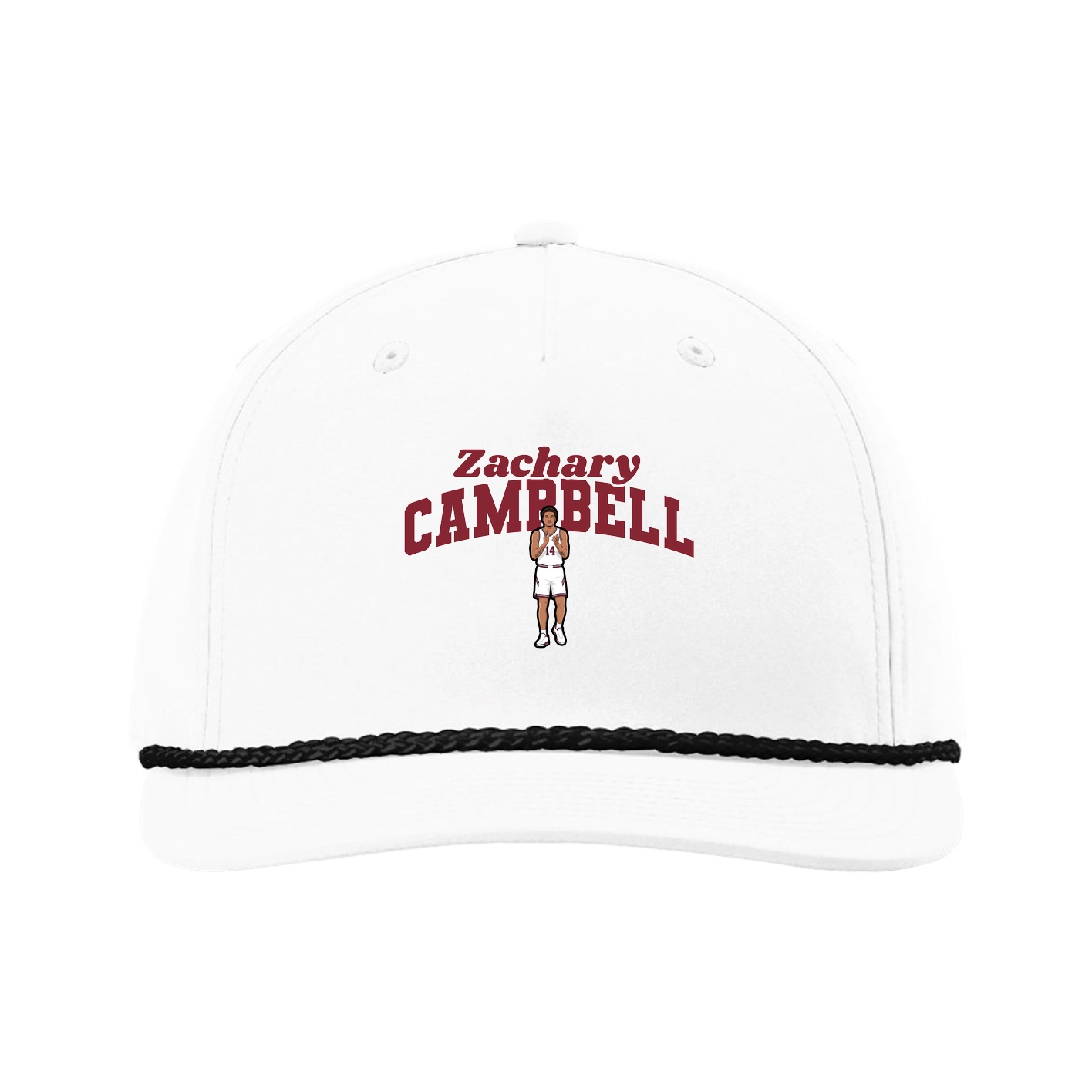 Five-Panel Classic Rope Cap — Signature Arch in White