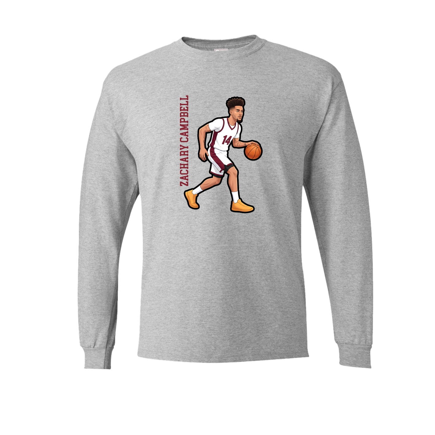 Long Sleeve Tee — Name Vertical in Grey