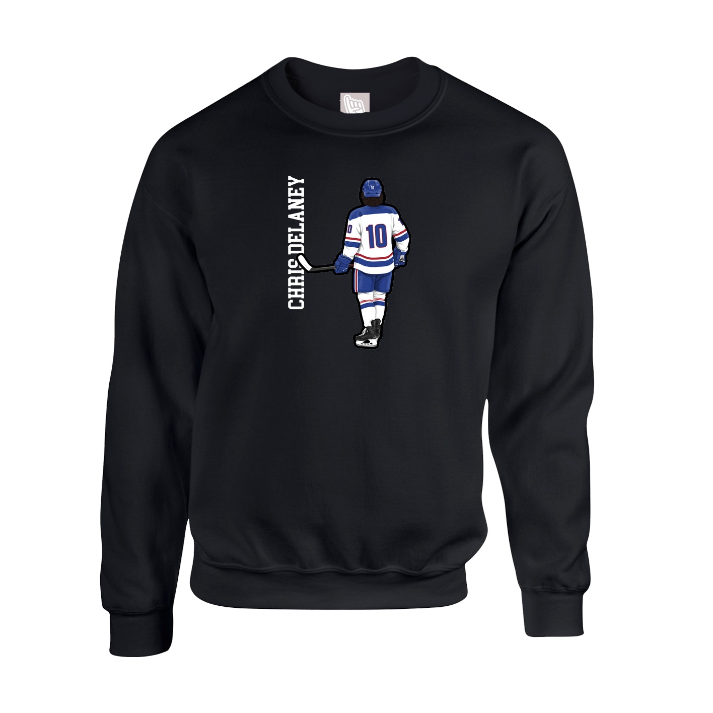 Fleece Crew — Name Vertical in Black