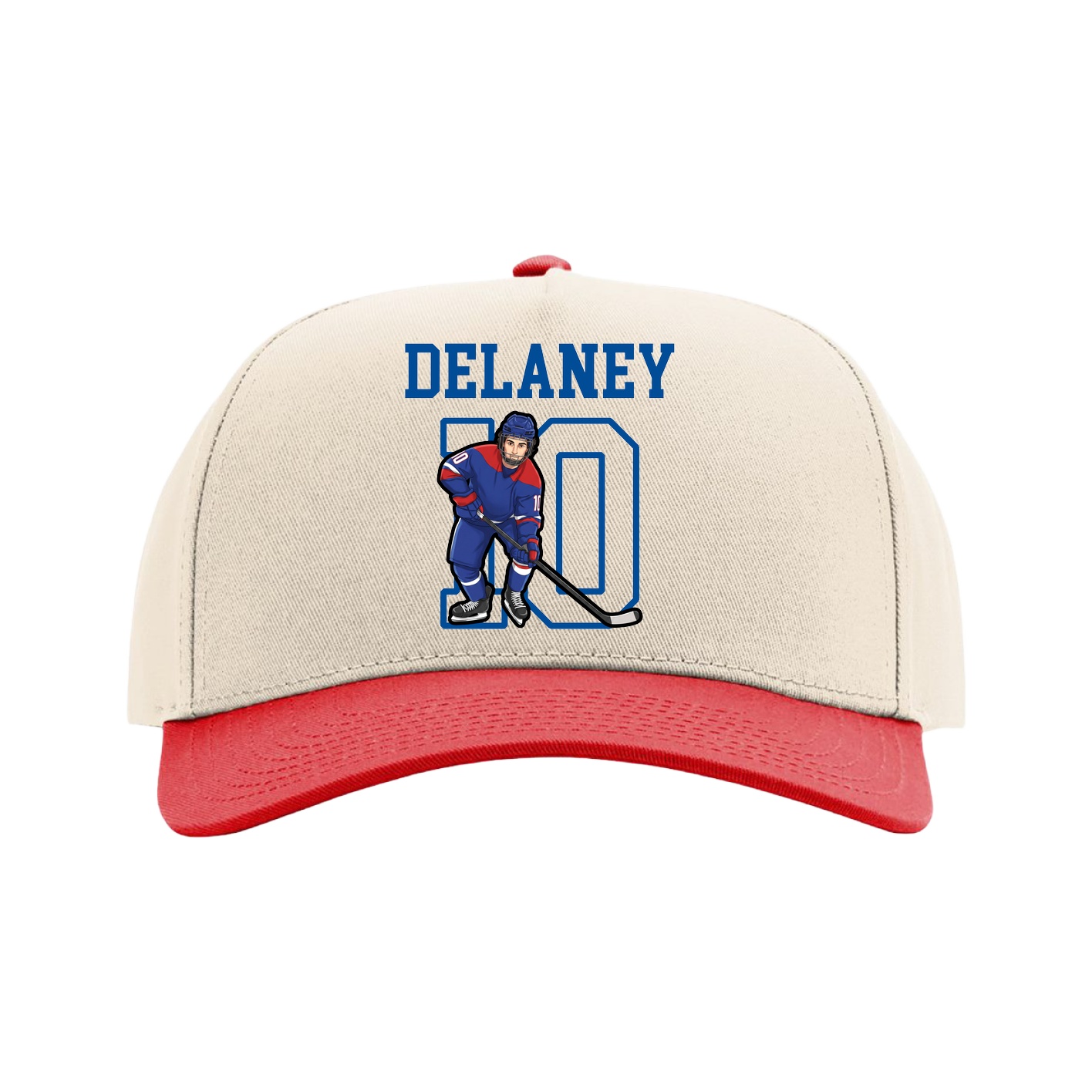 Full Fabric Five-Panel Champ Cap — Shirsey in Cream/Red