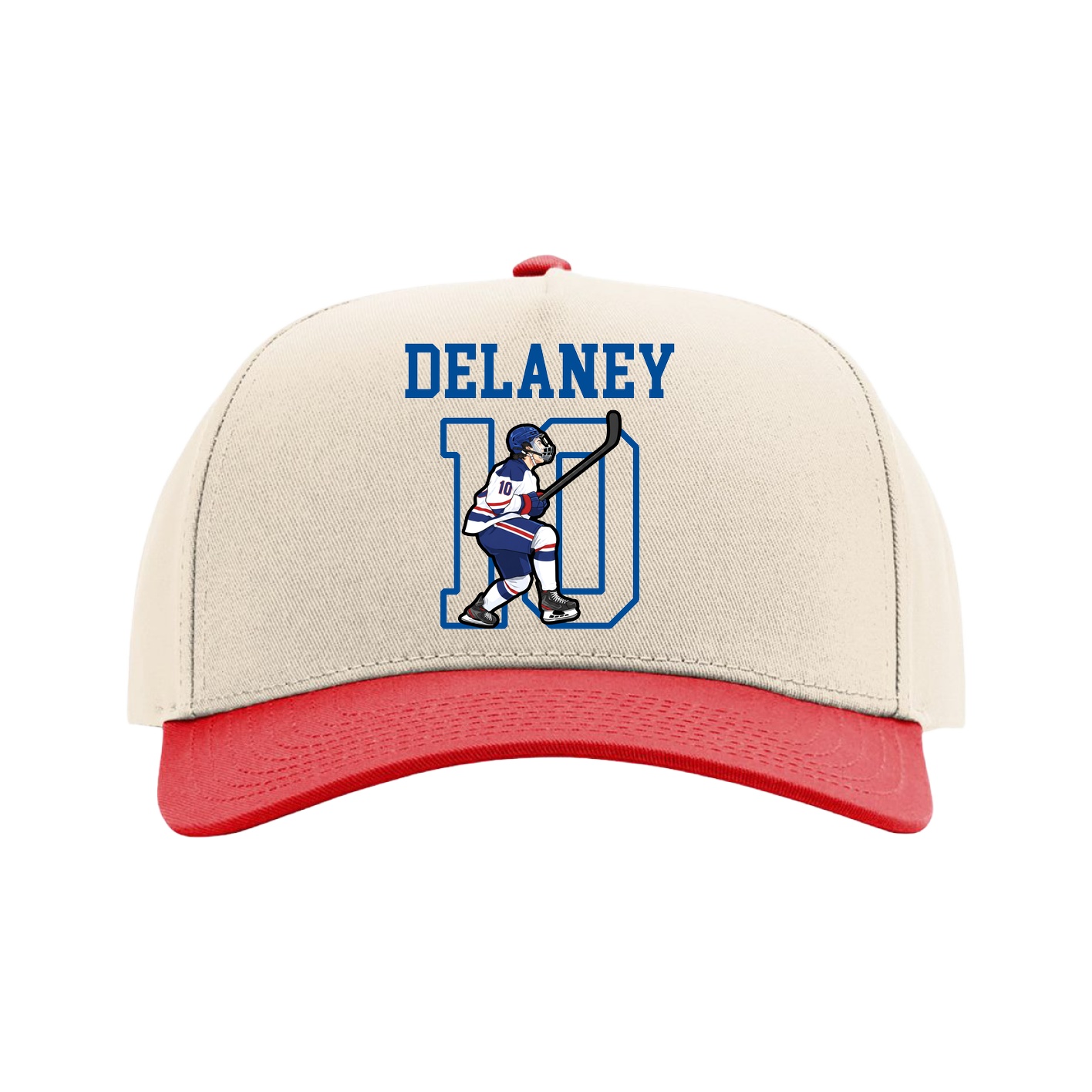 Full Fabric Five-Panel Champ Cap — Shirsey in Cream/Red