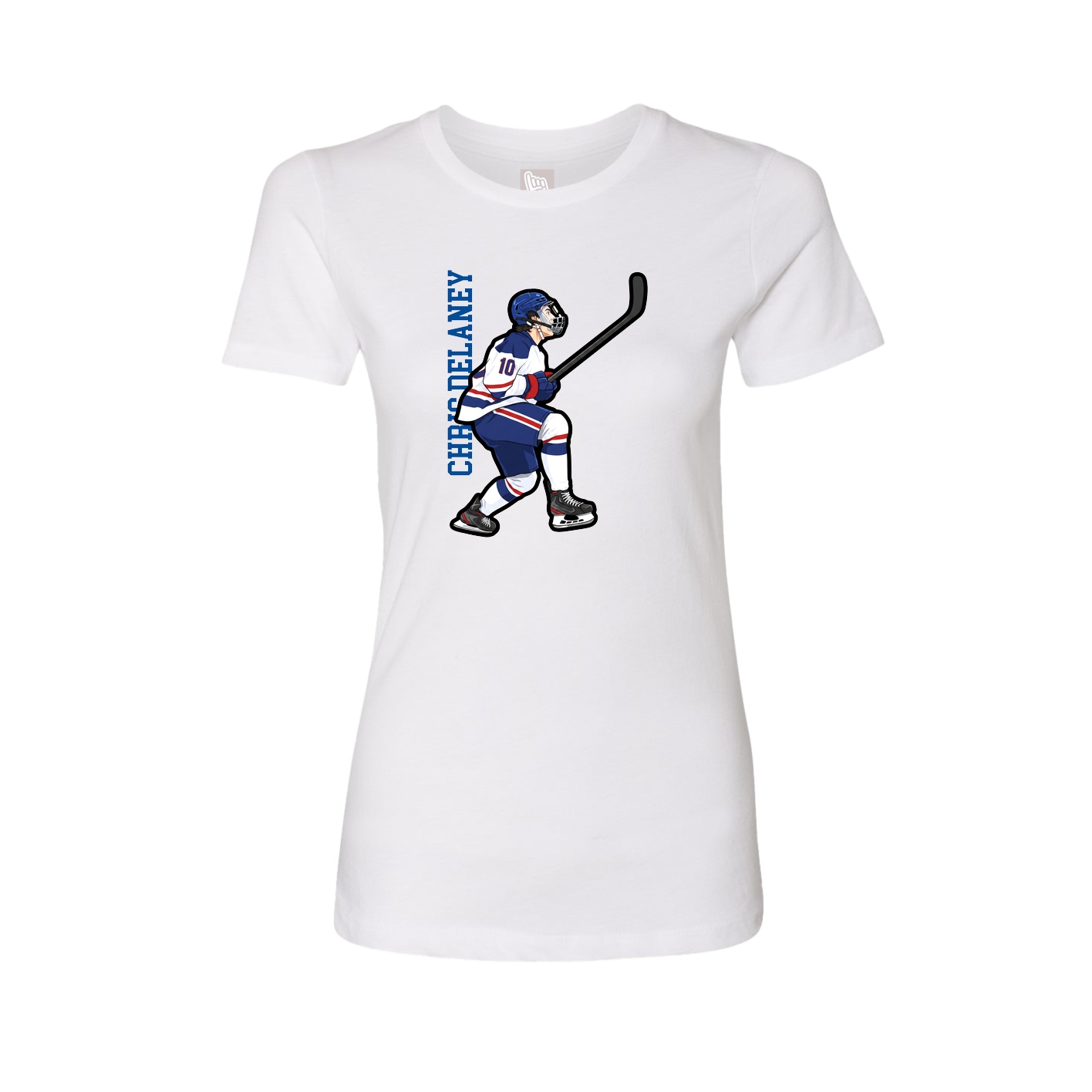 Fitted Women's Tee — Name Vertical in White