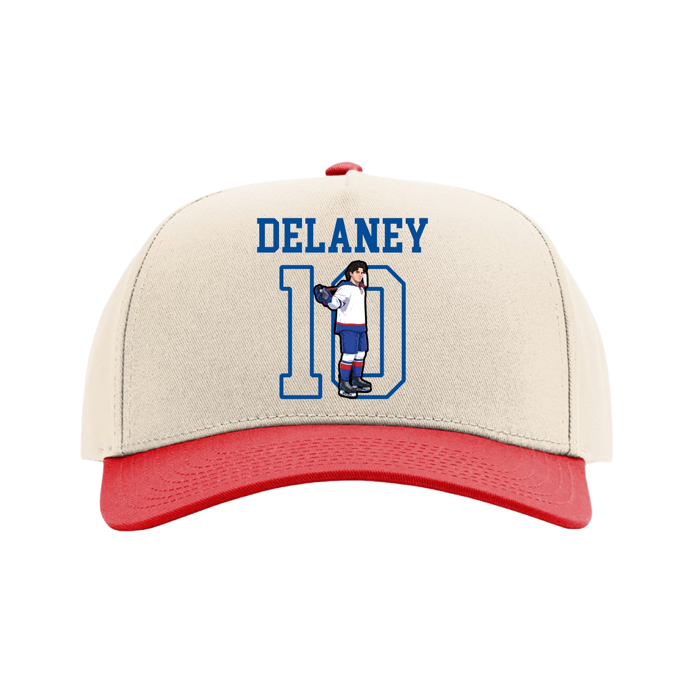 Full Fabric Five-Panel Champ Cap — Shirsey in Cream/Red