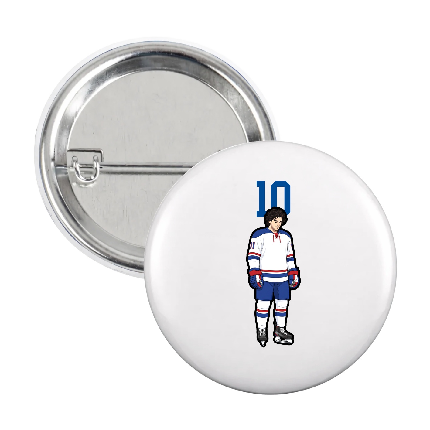 Game Day Button — Number Top in White