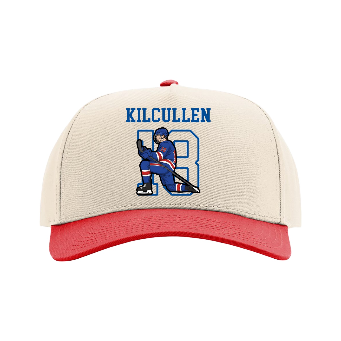 Full Fabric Five-Panel Champ Cap — Shirsey in Cream/Red