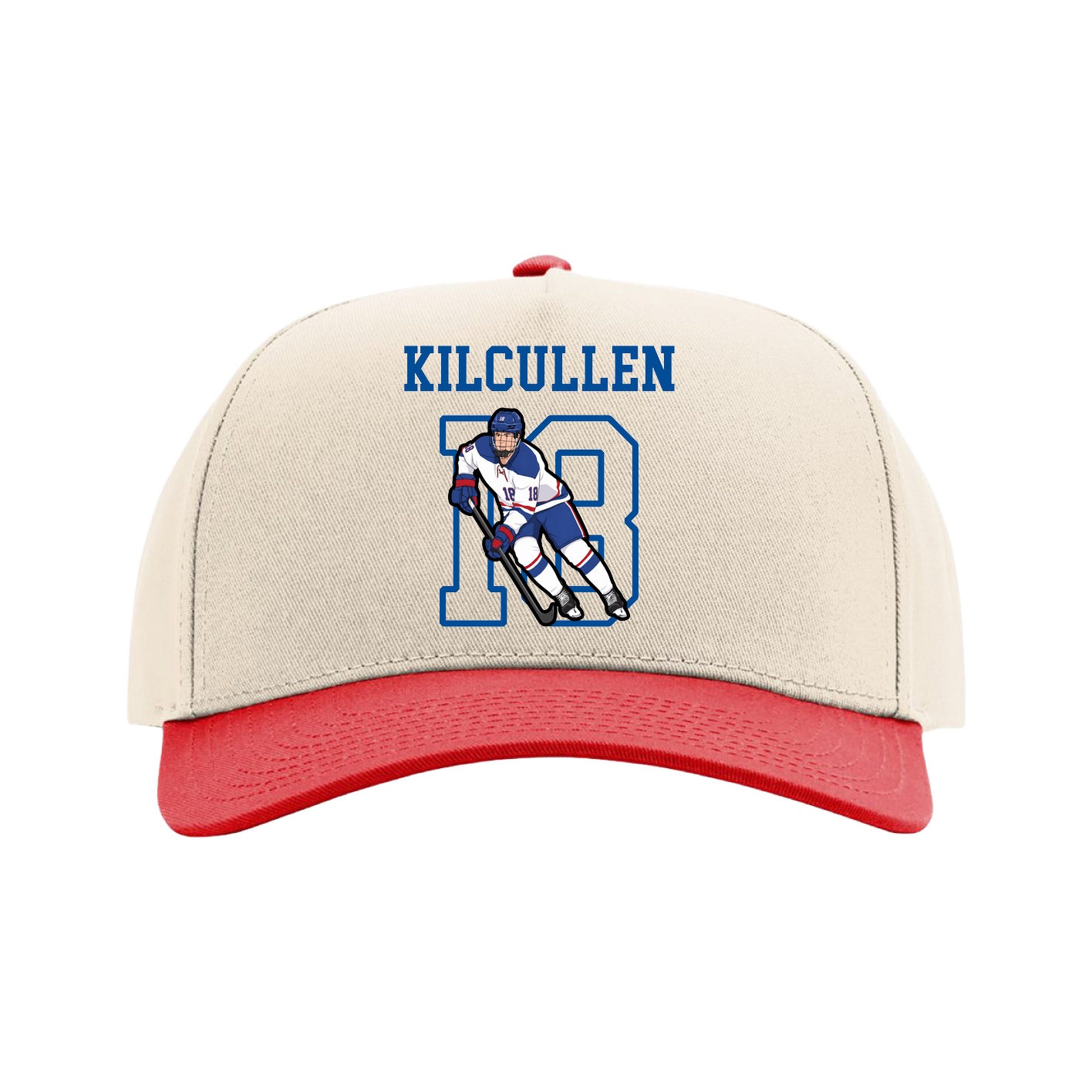 Full Fabric Five-Panel Champ Cap — Shirsey in Cream/Red