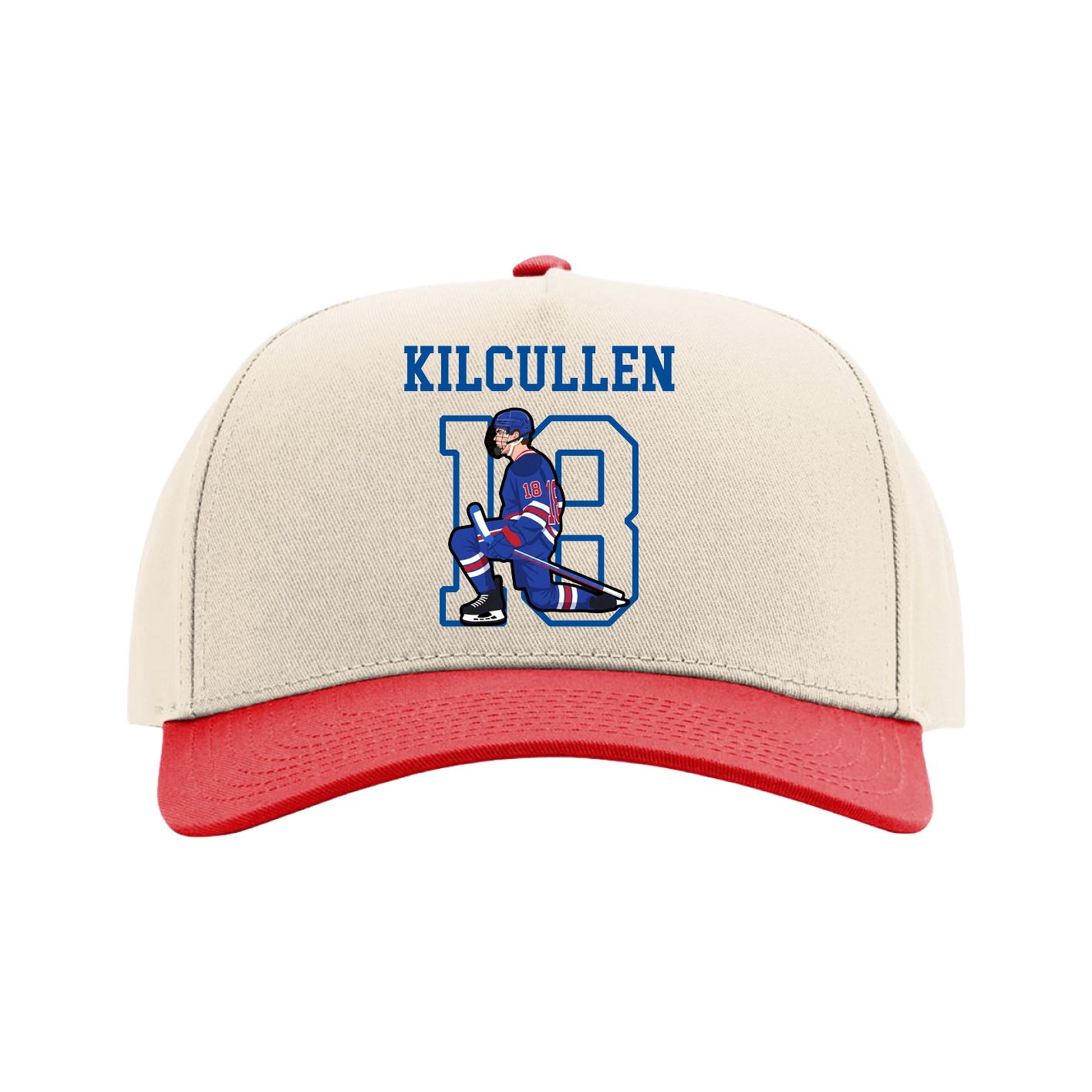 Full Fabric Five-Panel Champ Cap — Shirsey in Cream/Red