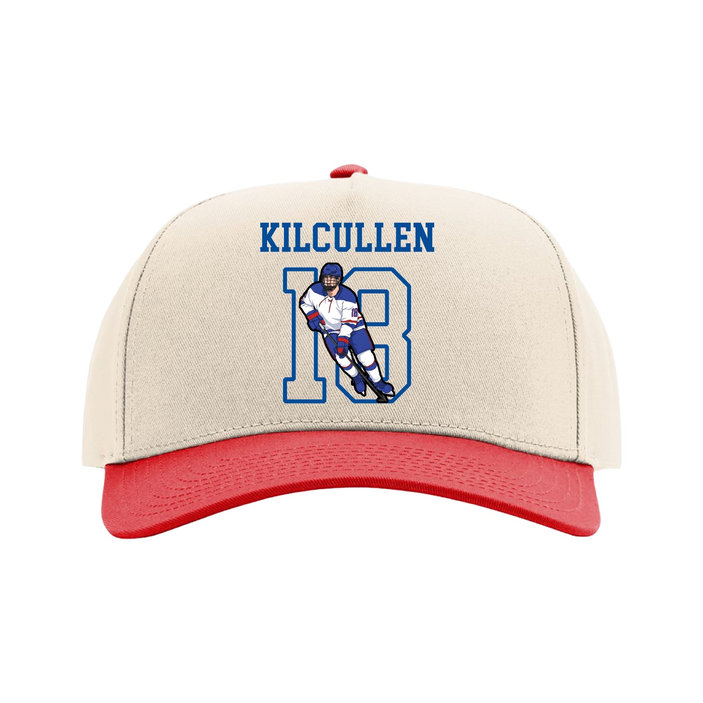 Full Fabric Five-Panel Champ Cap — Shirsey in Cream/Red