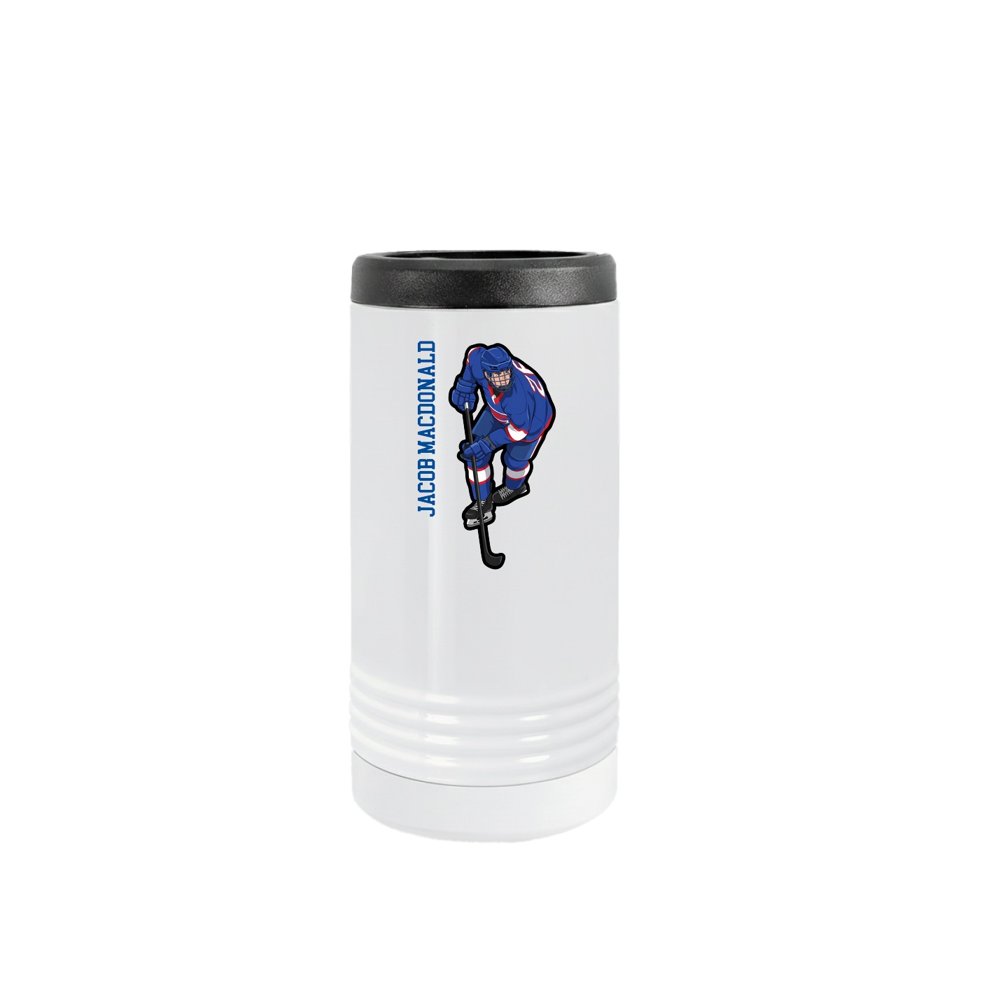 Slim Beverage Holder — Name Vertical in White