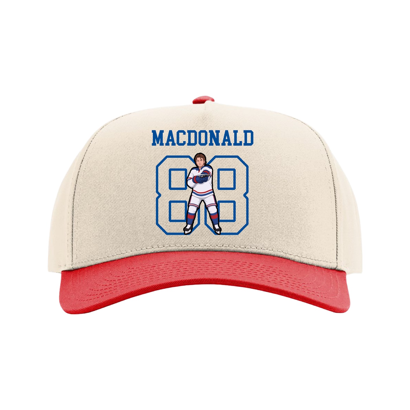 Full Fabric Five-Panel Champ Cap — Shirsey in Cream/Red