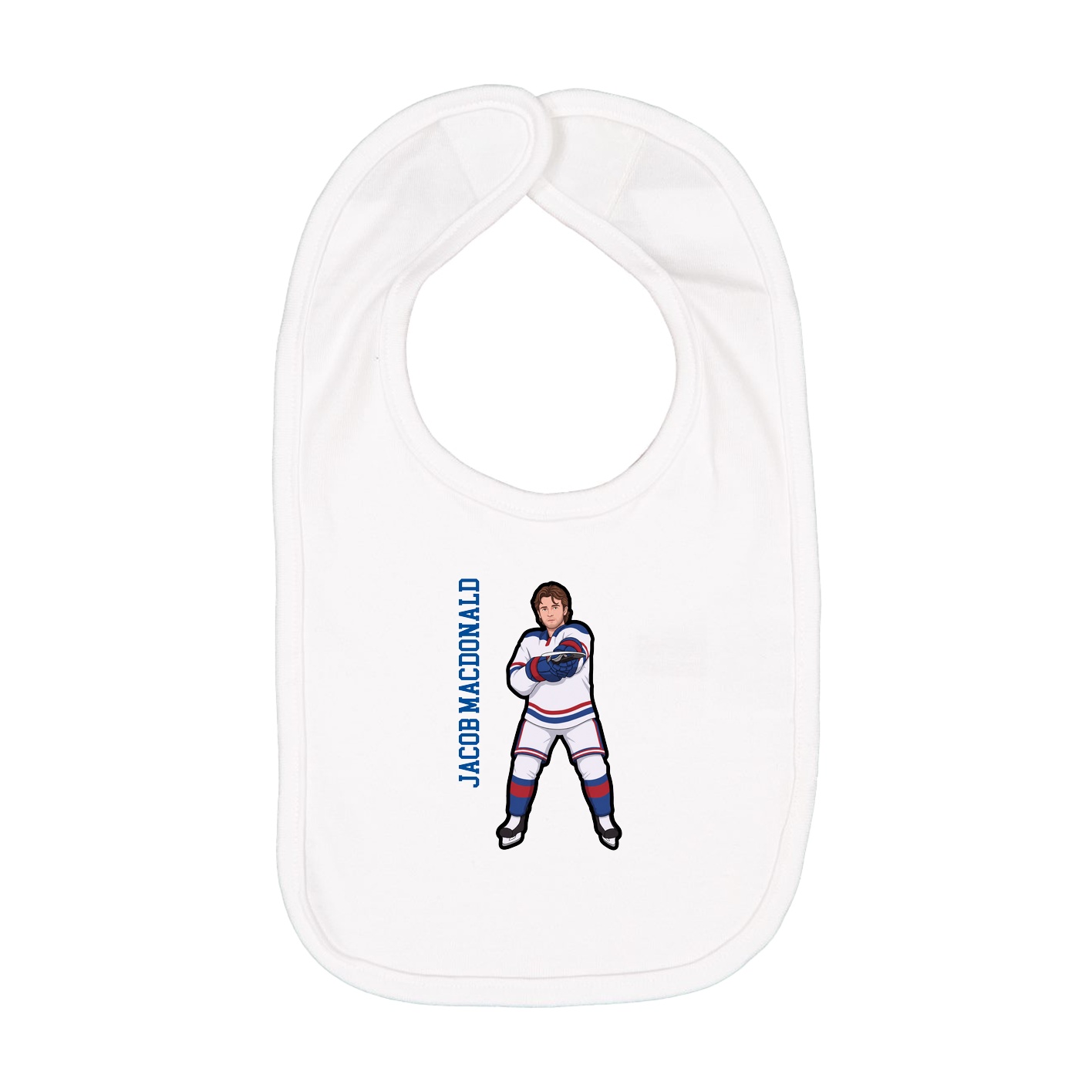 Infant Bib — Name Vertical in White