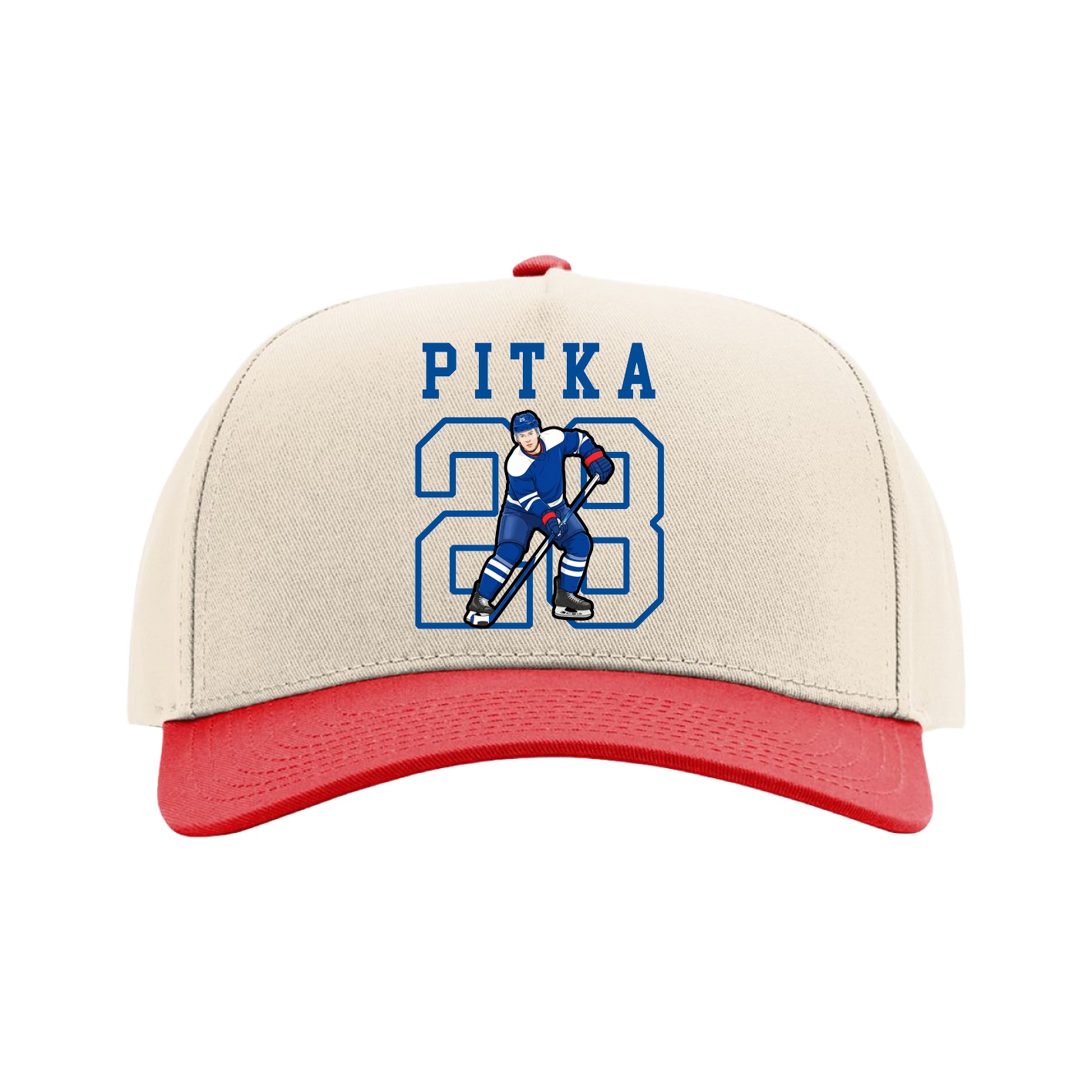 Full Fabric Five-Panel Champ Cap — Shirsey in Cream/Red