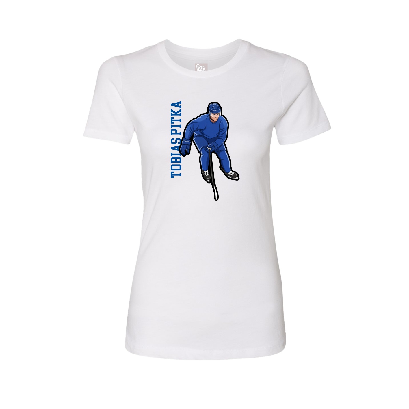 Fitted Women's Tee — Name Vertical in White