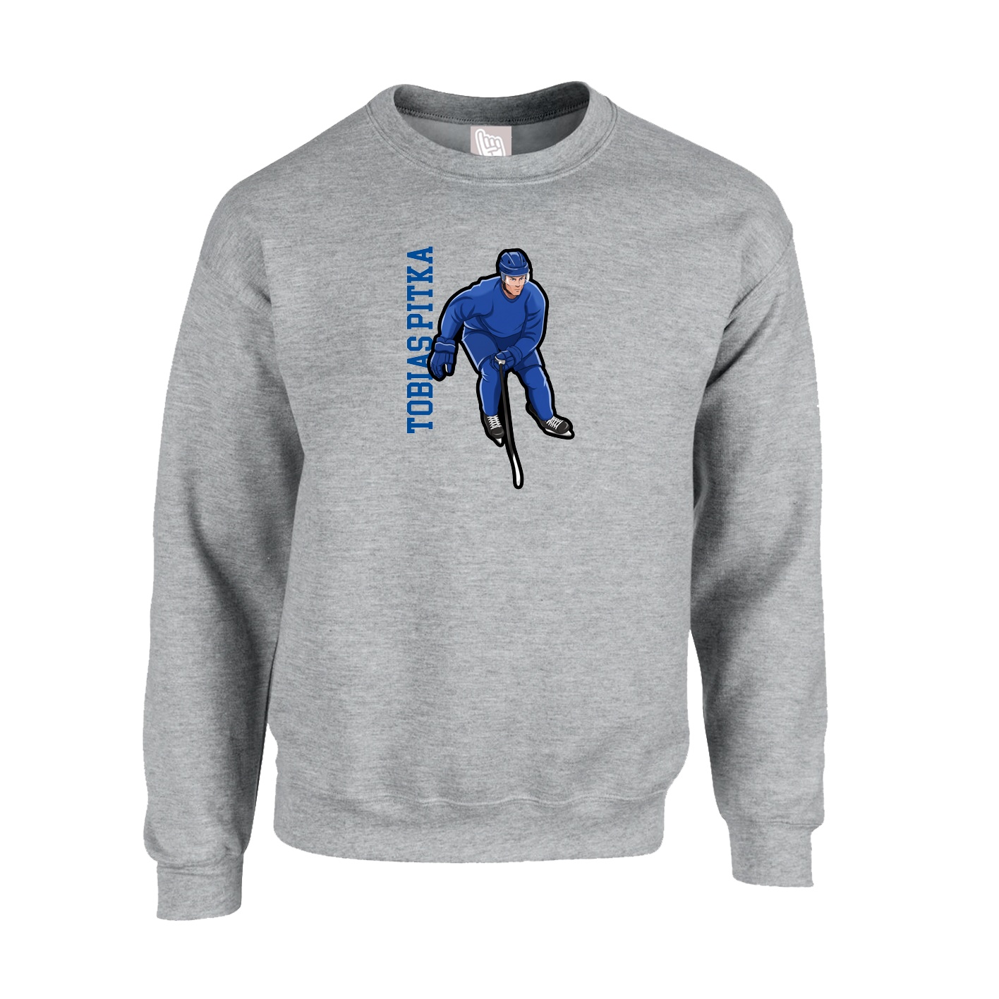 Fleece Crew — Name Vertical in Grey