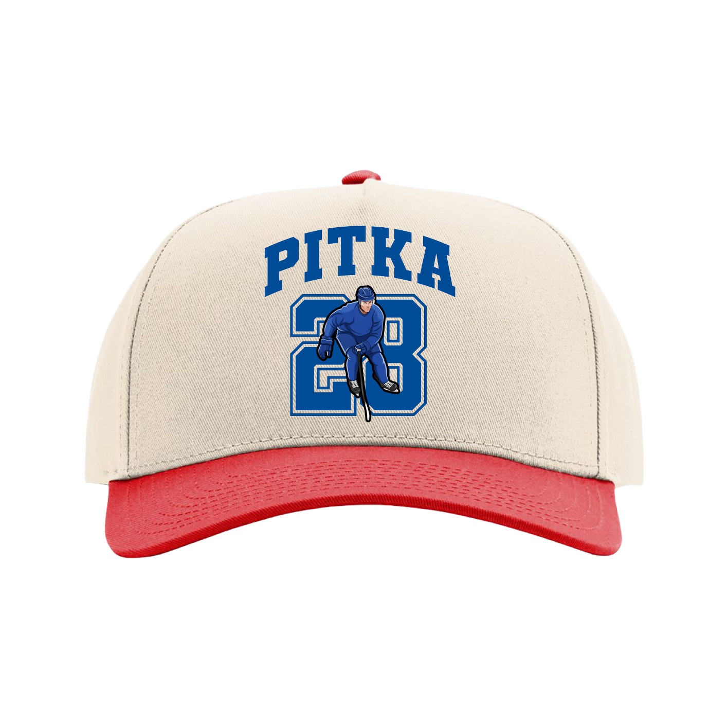 Full Fabric Five-Panel Champ Cap — Number in Cream/Red