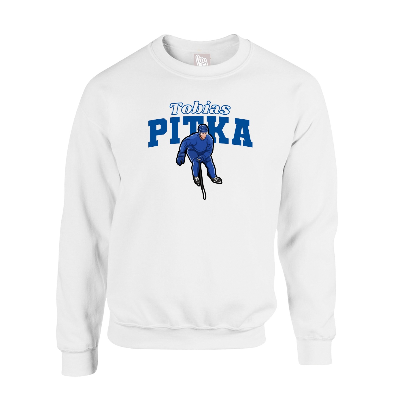 Fleece Crew — Name Arch in White