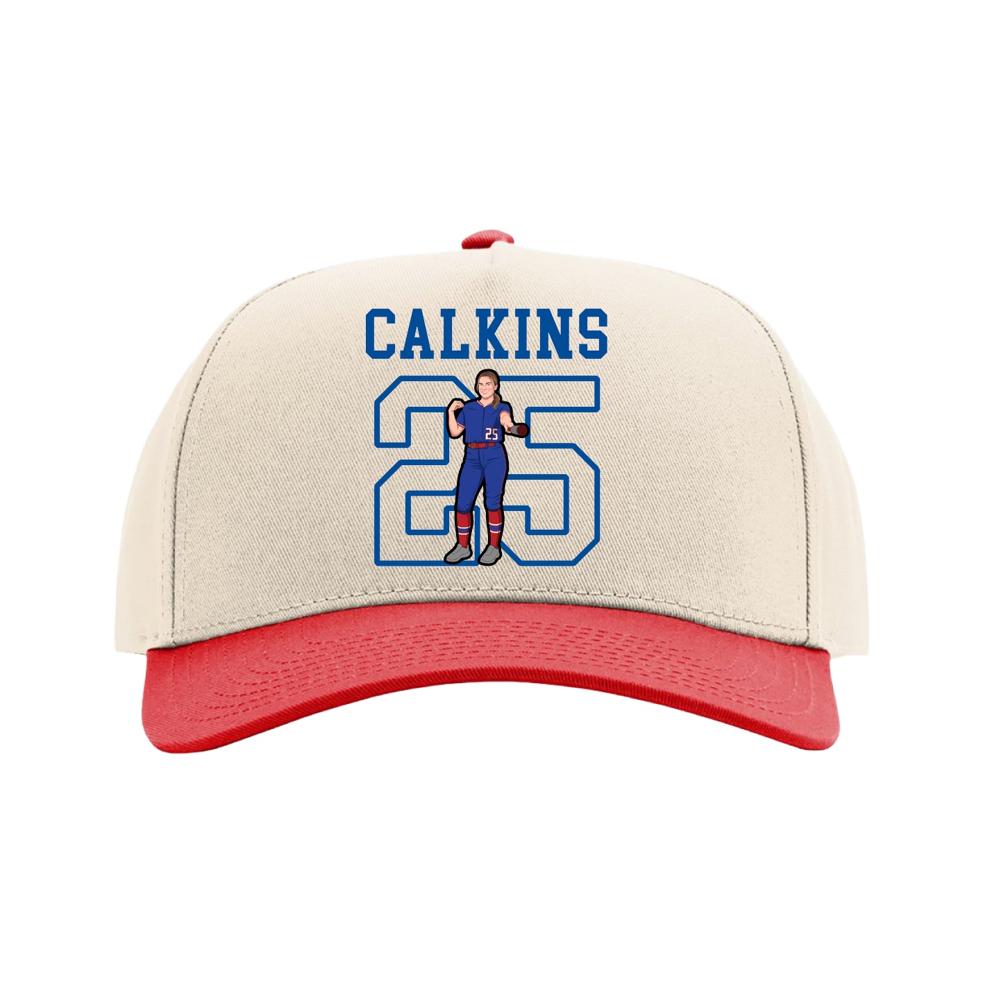 Full Fabric Five-Panel Champ Cap — Shirsey in Cream/Red
