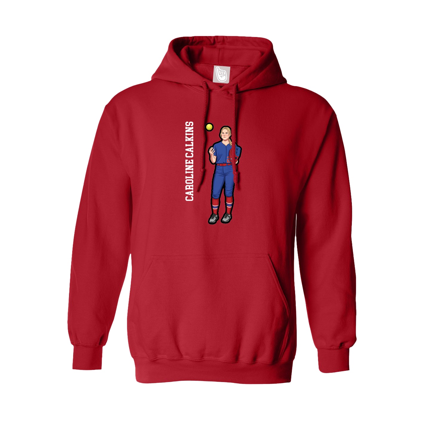 Hoodie — Name Vertical in Red