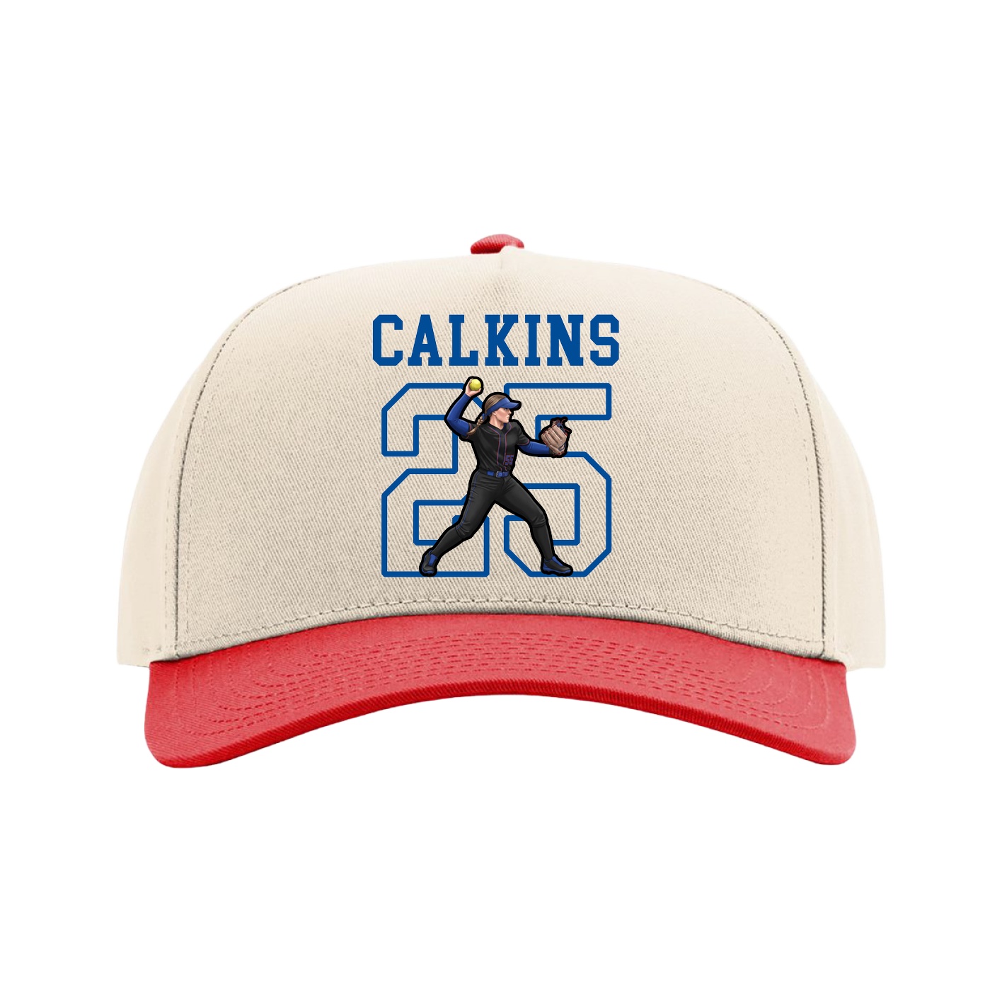 Full Fabric Five-Panel Champ Cap — Shirsey in Cream/Red