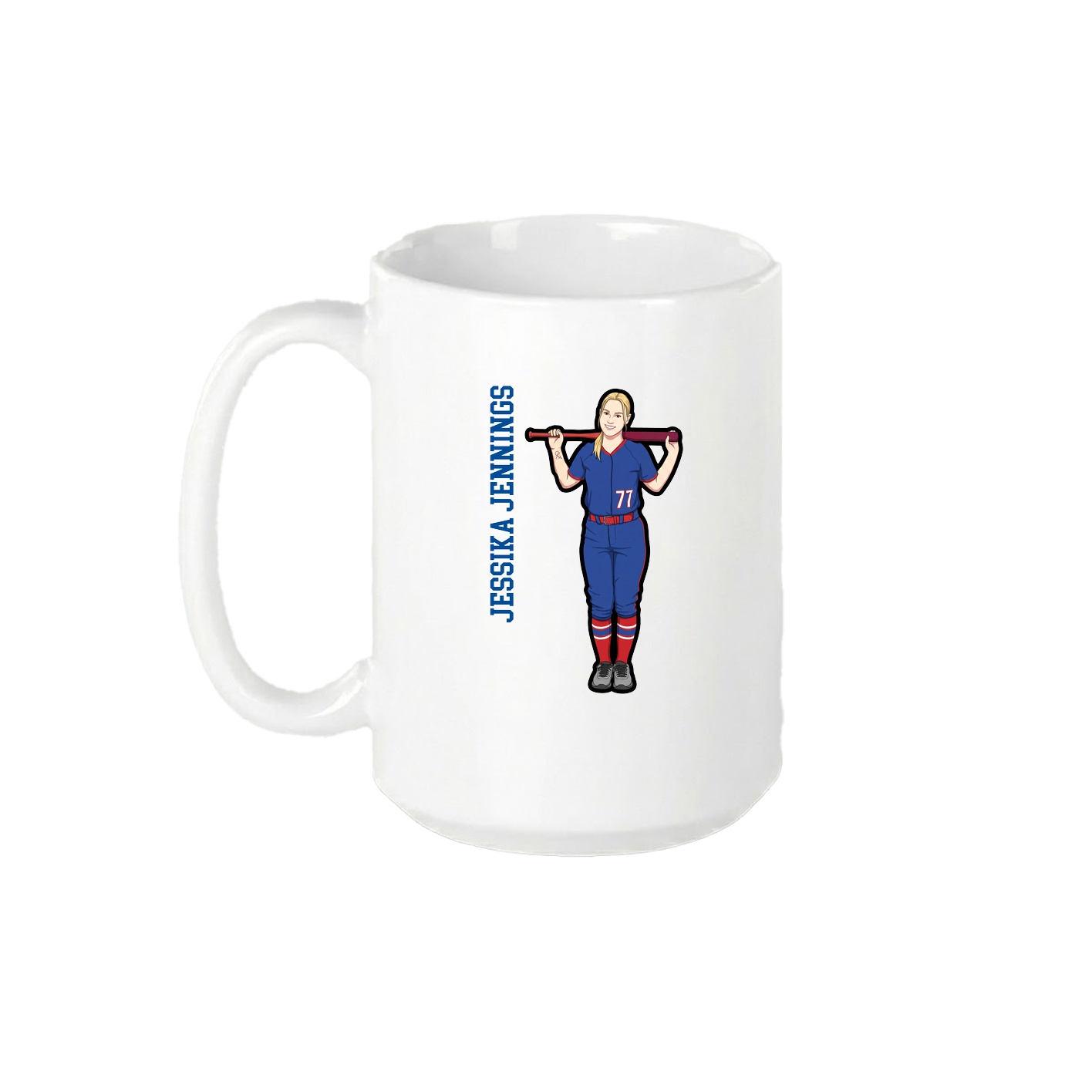 15oz Coffee Mug — Name Vertical in White